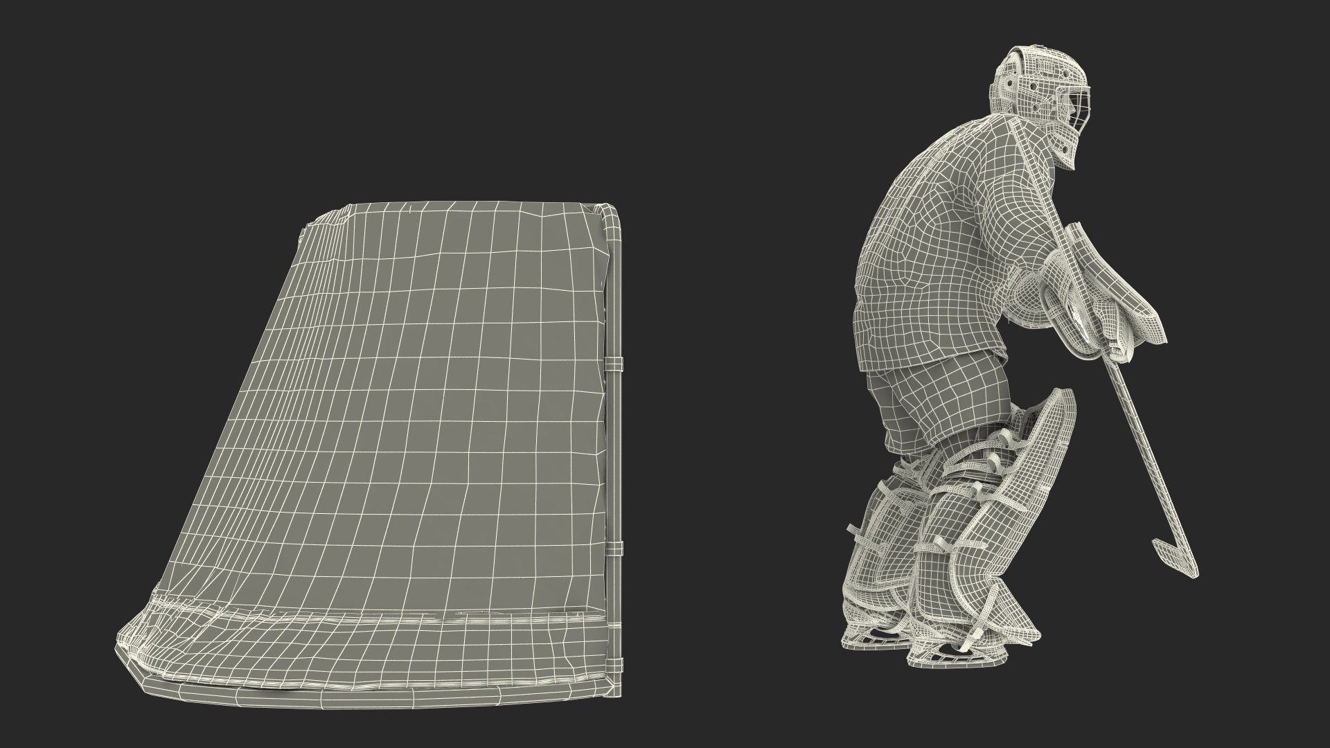 3D Hockey Goal Target and Goalkeeper model