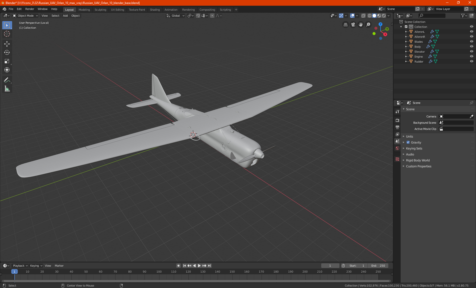 3D model Russian UAV Orlan 10