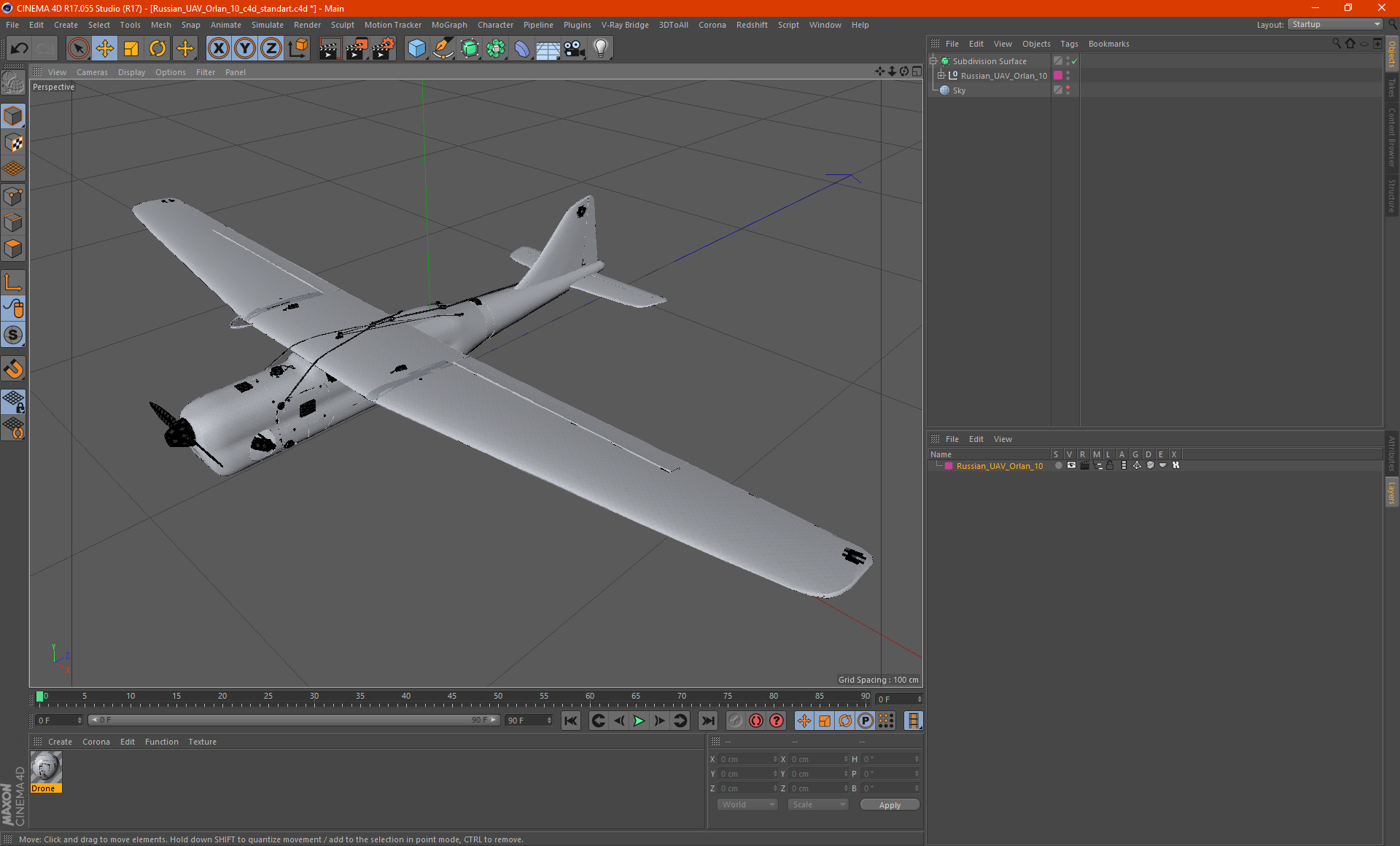 3D model Russian UAV Orlan 10