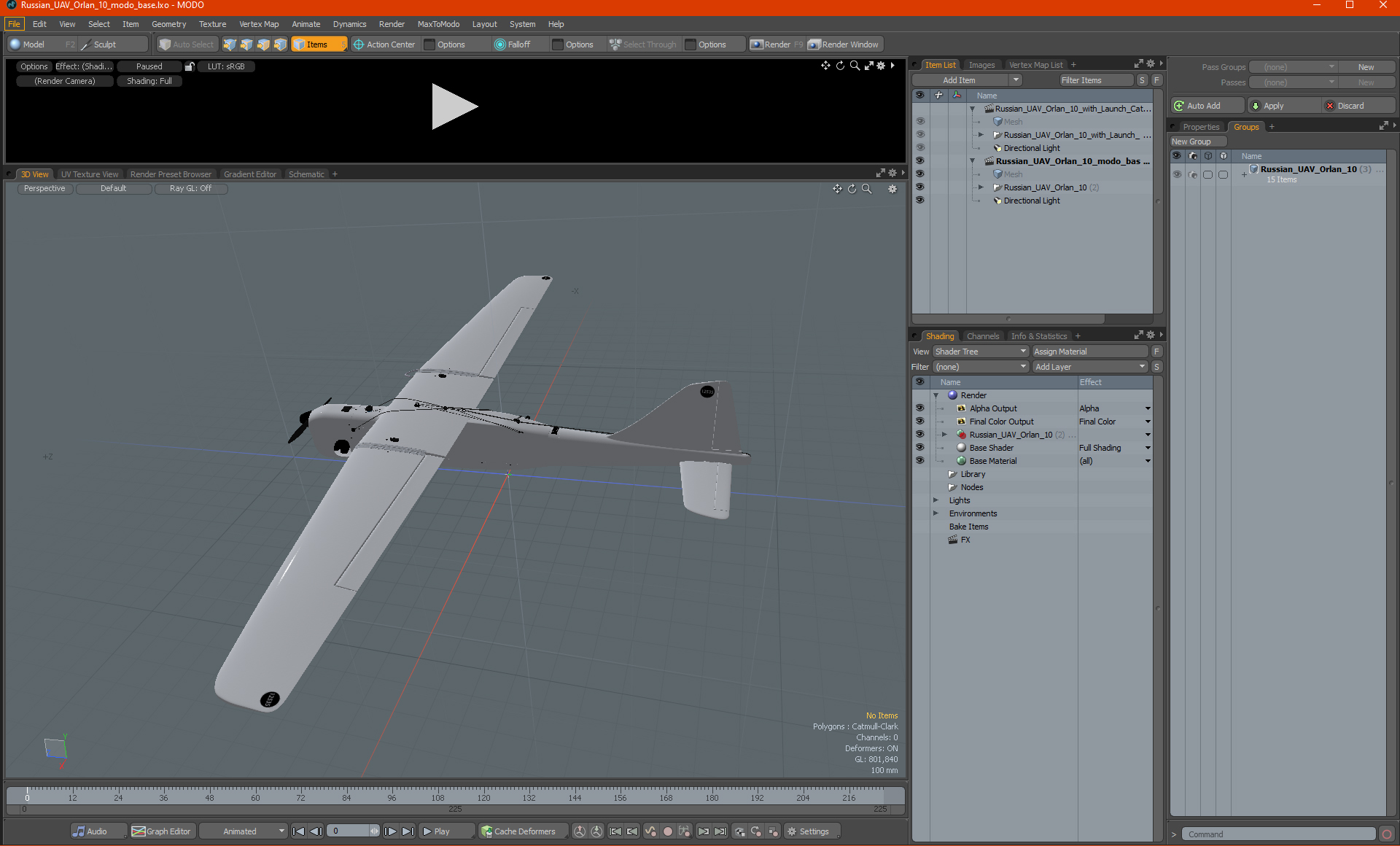 3D model Russian UAV Orlan 10