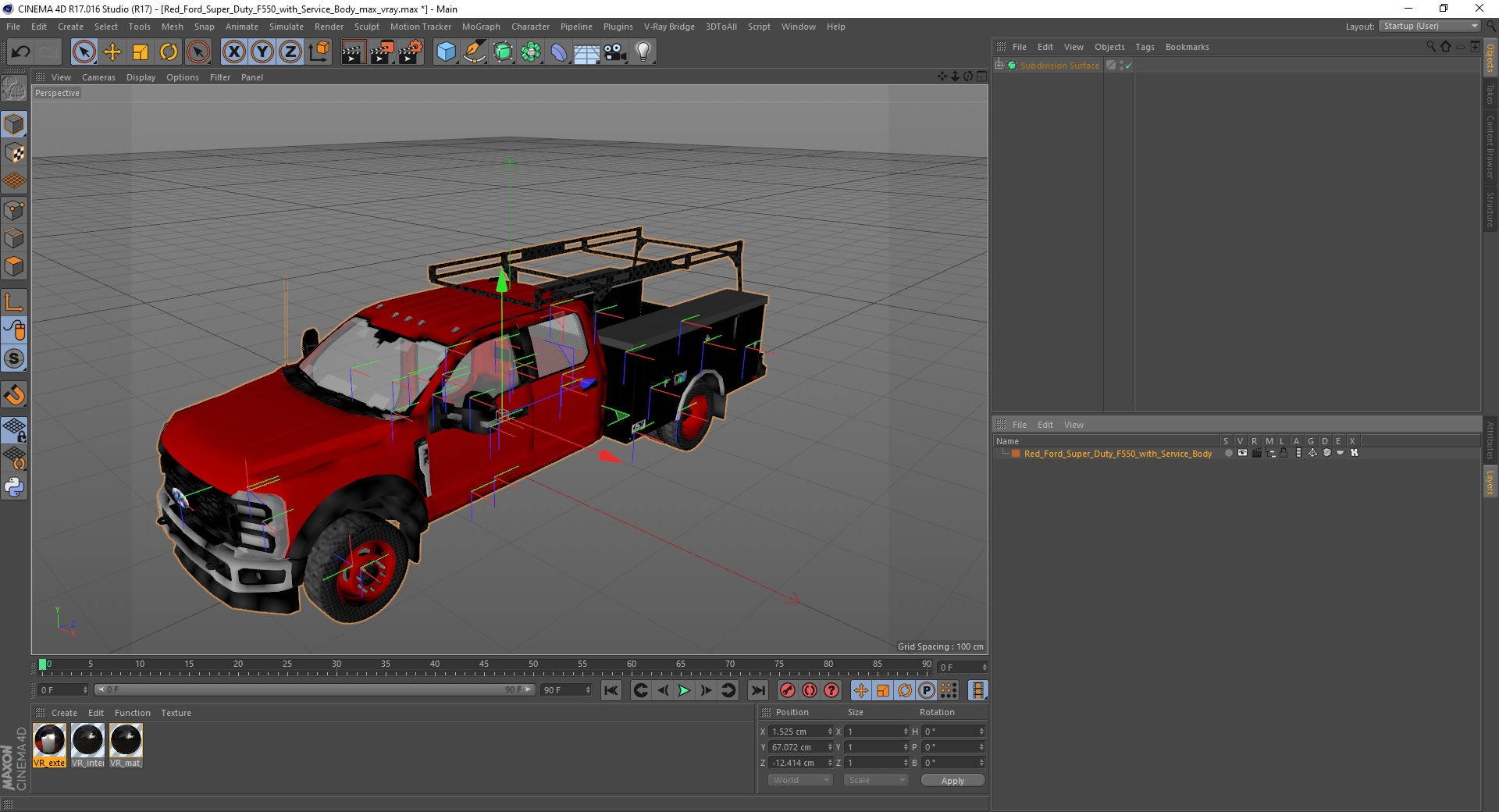 Red Ford Super Duty F550 with Service Body 3D