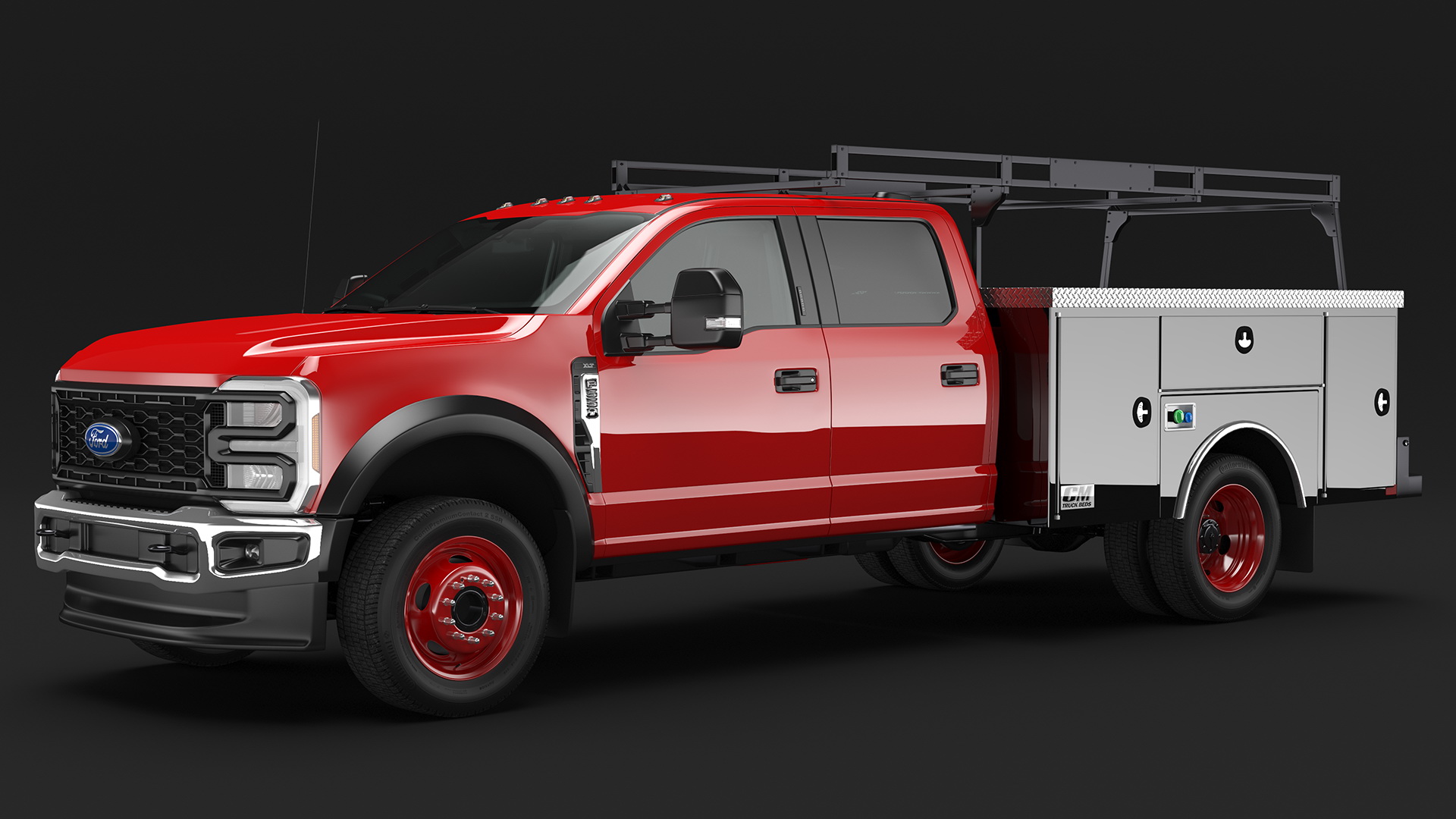 Red Ford Super Duty F550 with Service Body 3D