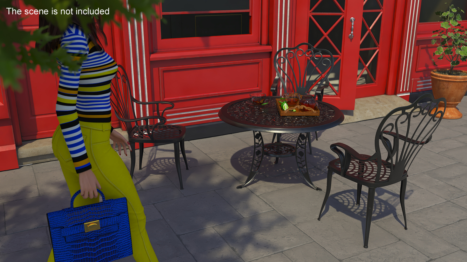 3D Garden Tea Table with Drinks model