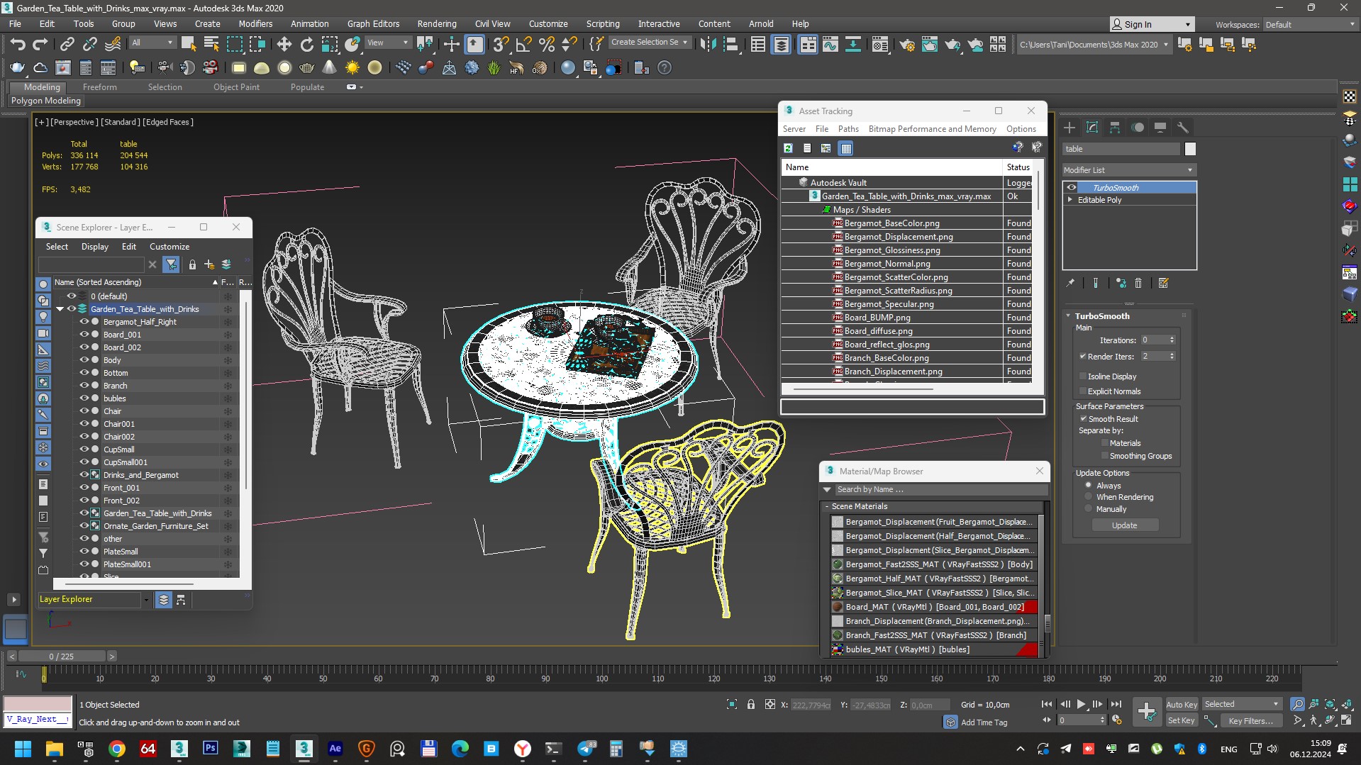 3D Garden Tea Table with Drinks model