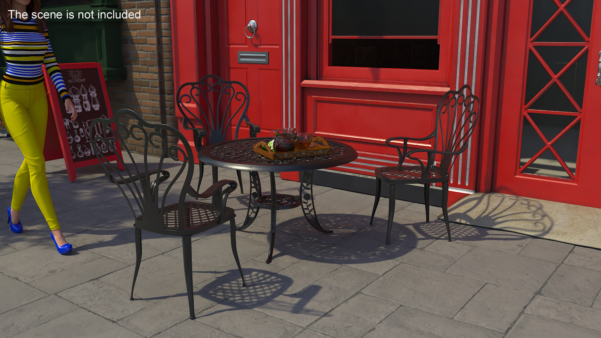 3D Garden Tea Table with Drinks model