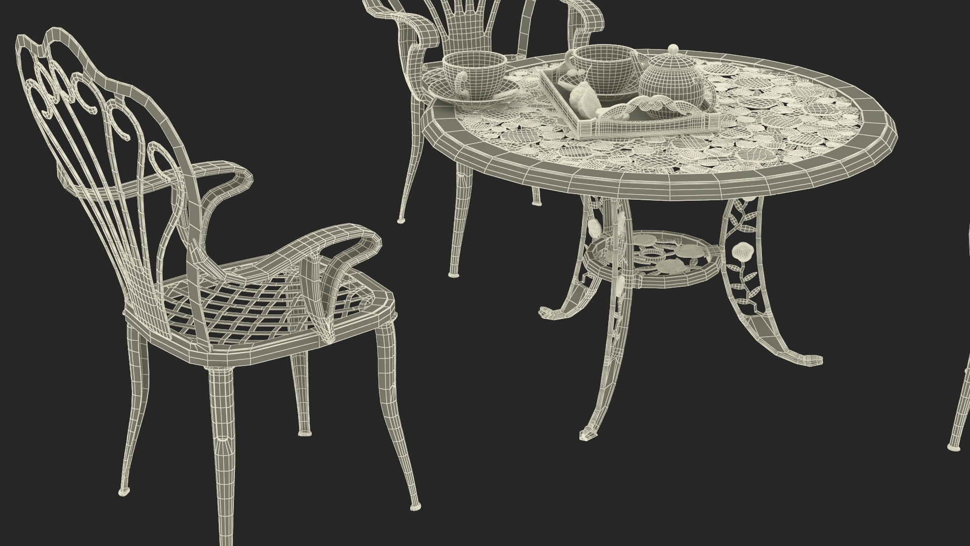 3D Garden Tea Table with Drinks model