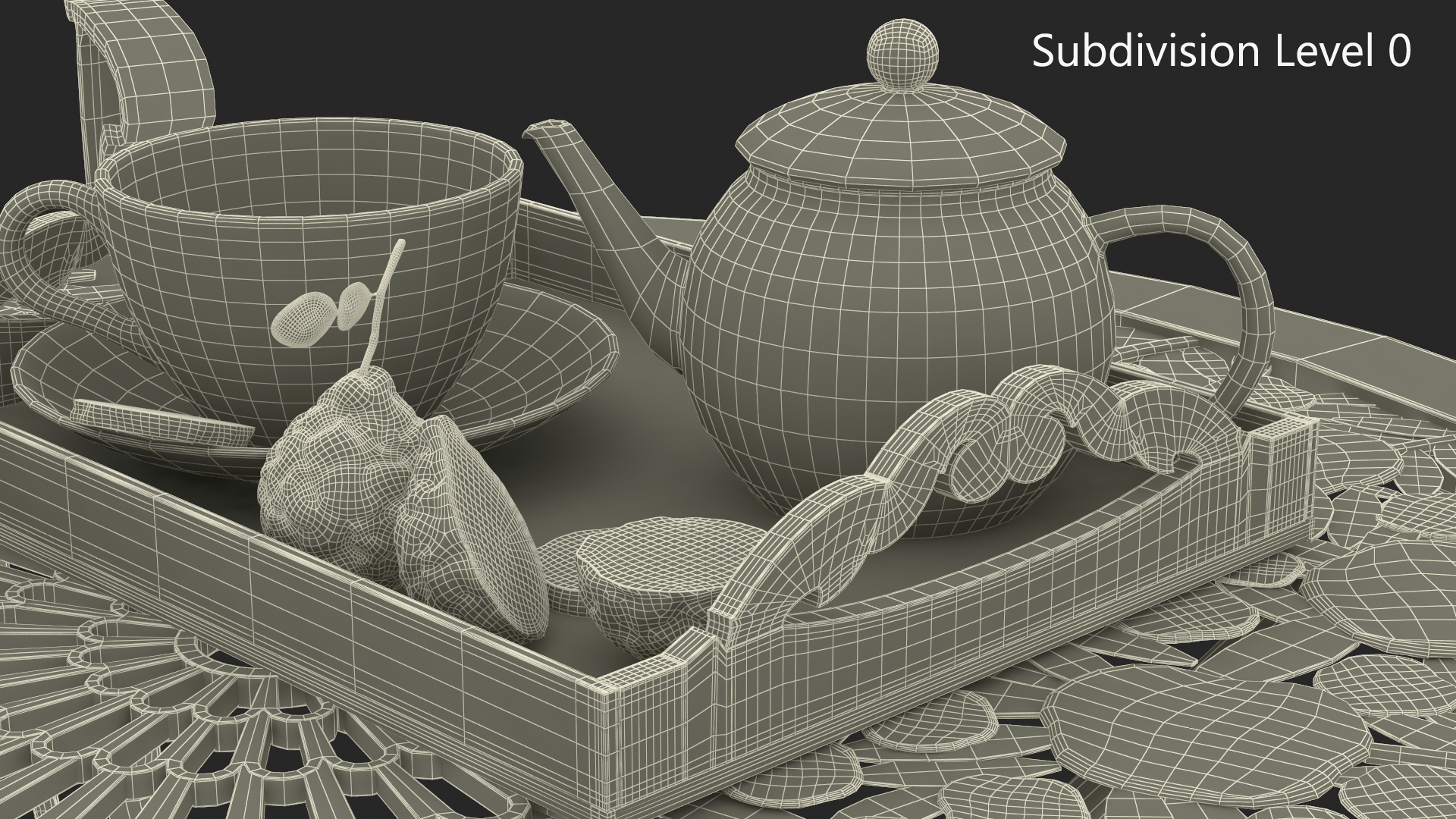 3D Garden Tea Table with Drinks model
