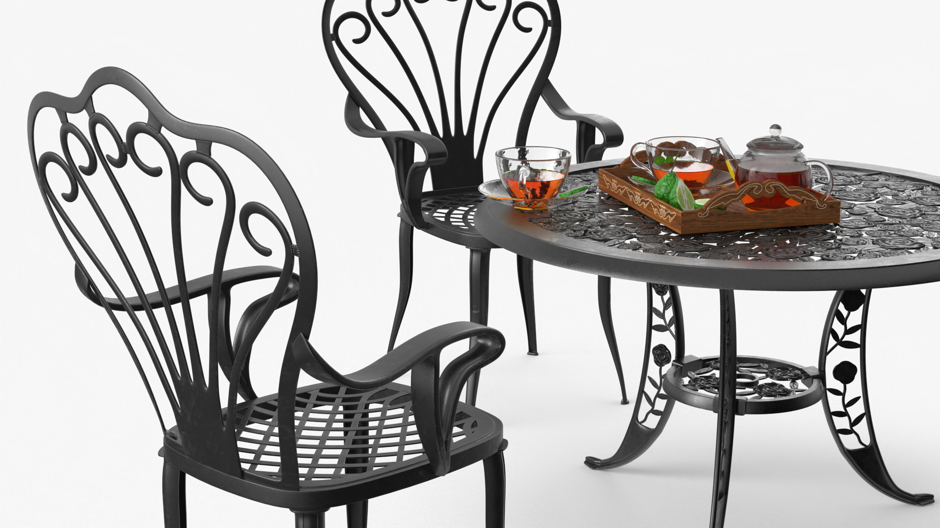3D Garden Tea Table with Drinks model