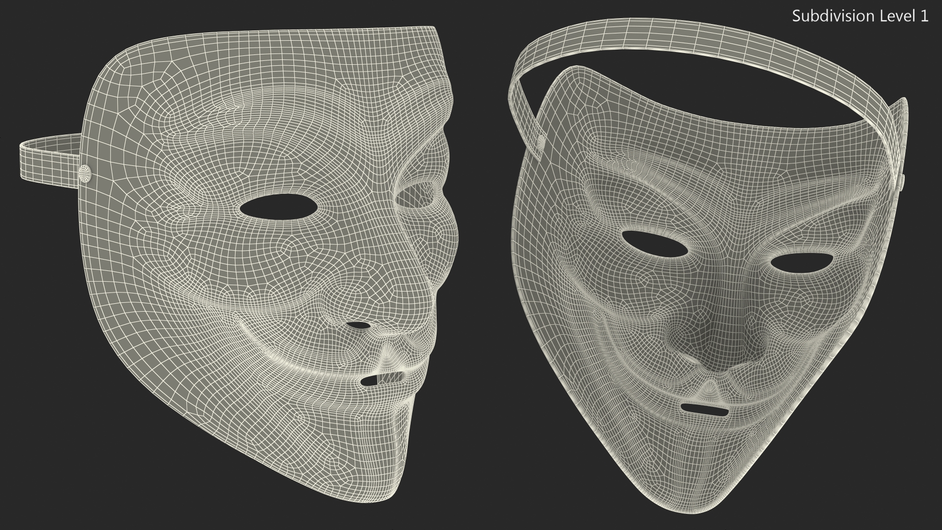 Guy Fawkes Mask Silver 3D