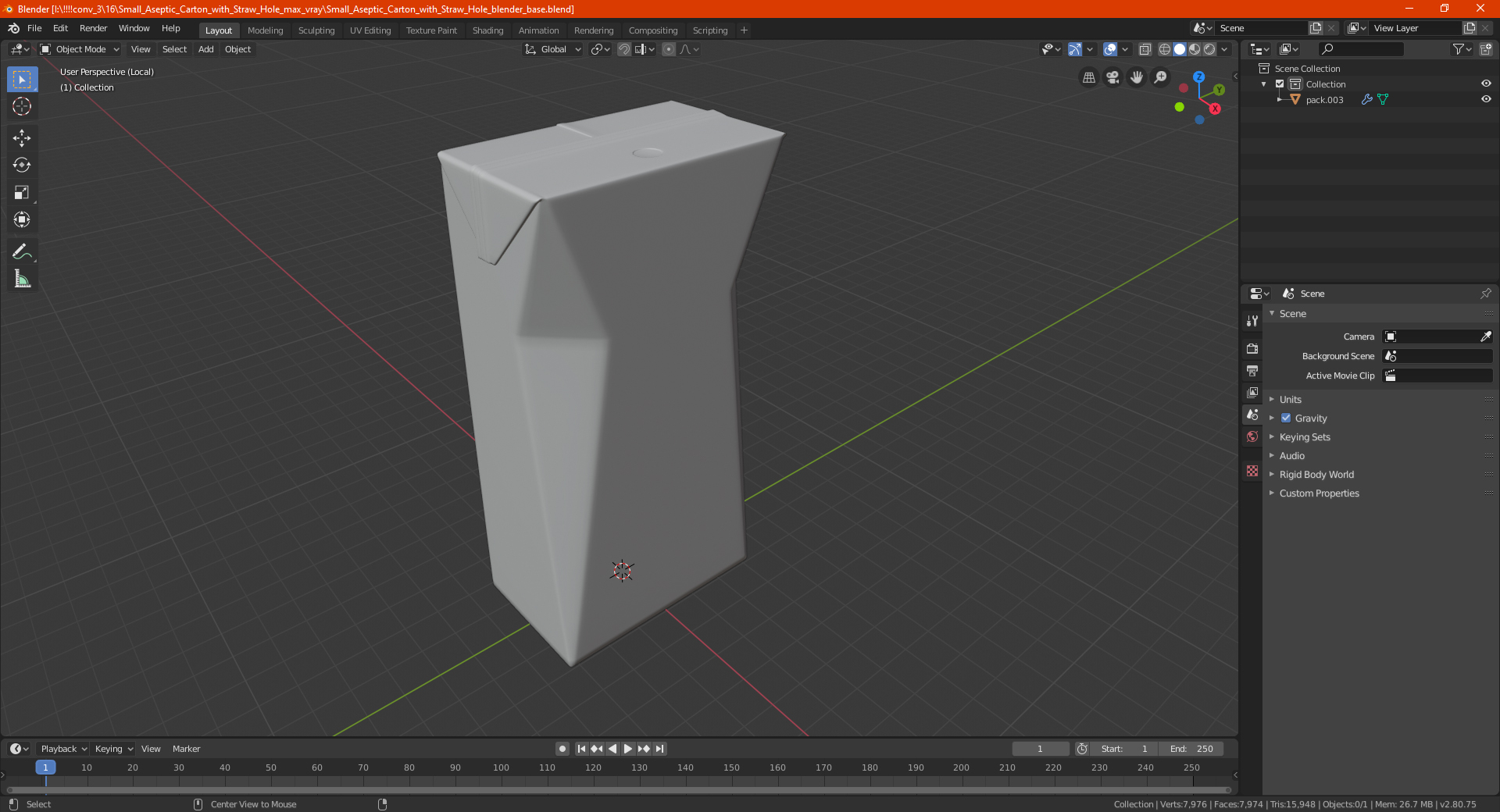 3D Small Aseptic Carton with Straw Hole