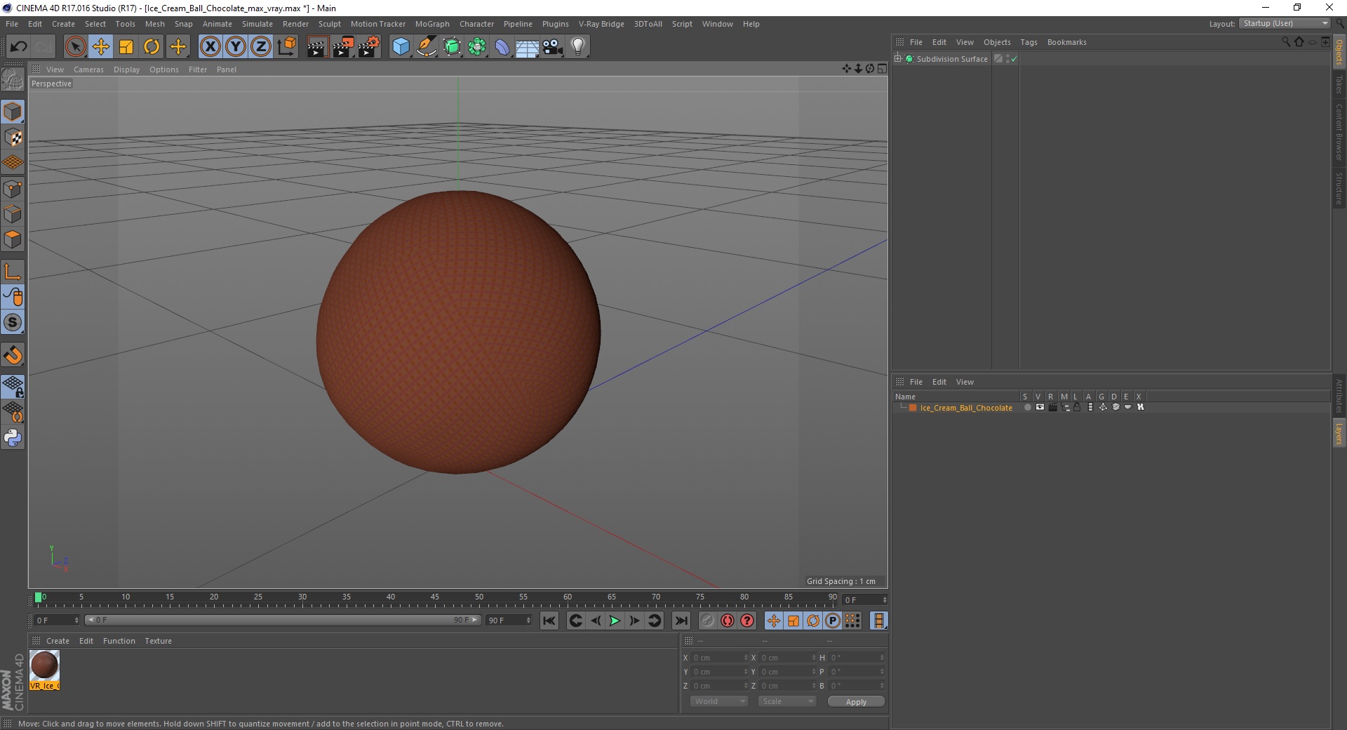 Ice Cream Ball Chocolate 3D model