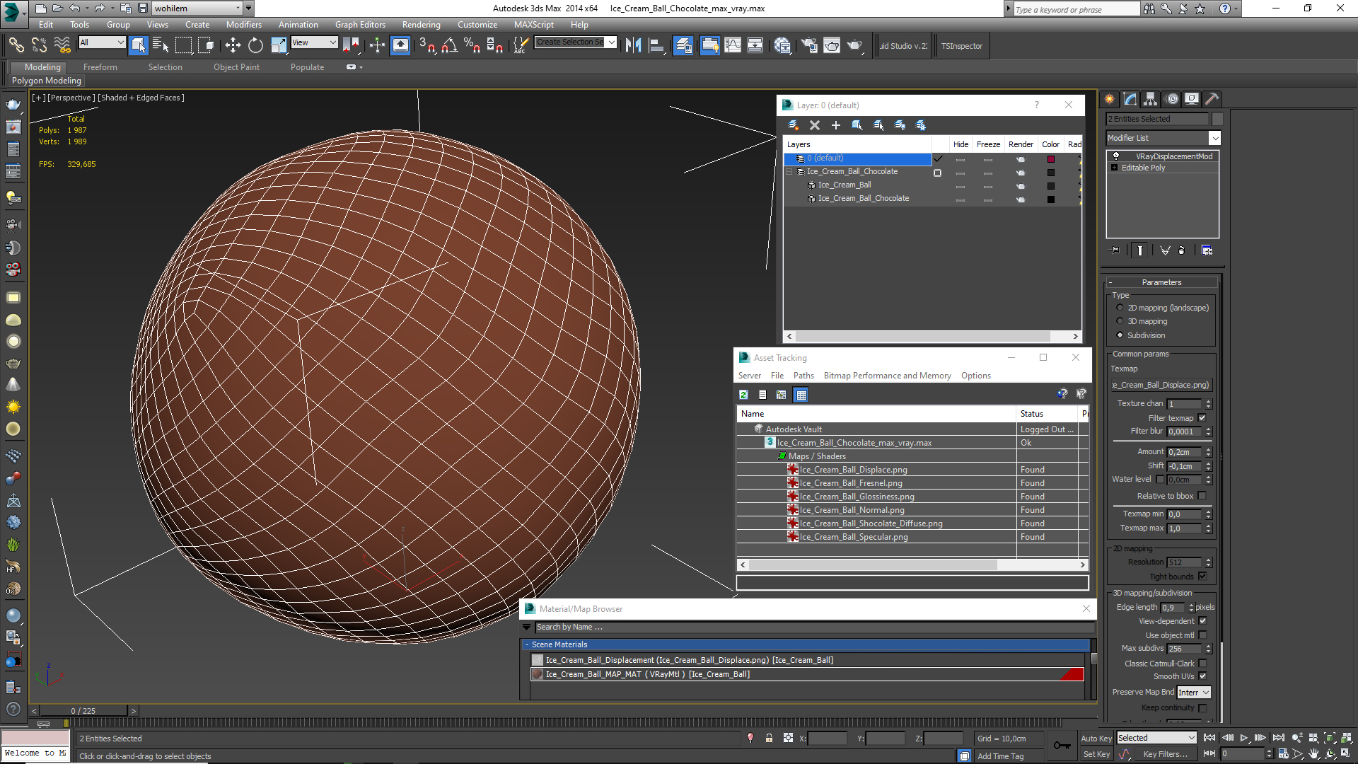 Ice Cream Ball Chocolate 3D model