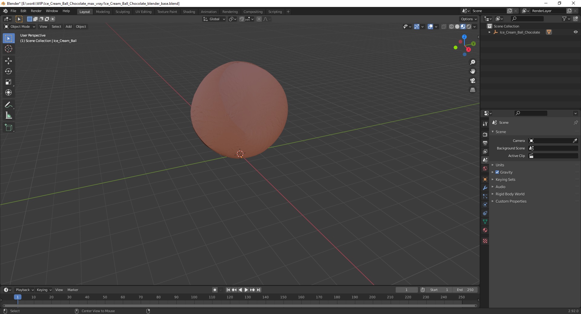 Ice Cream Ball Chocolate 3D model