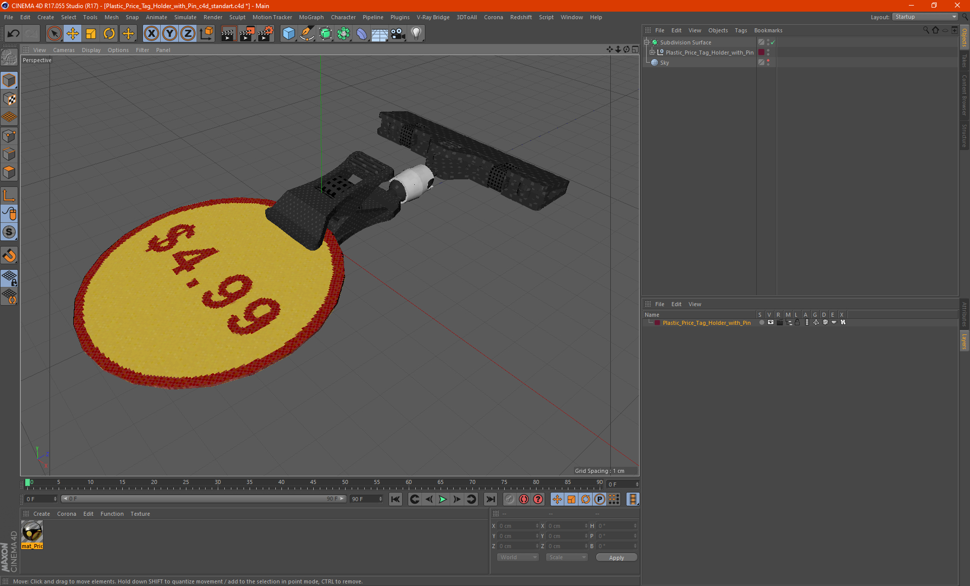 3D Plastic Price Tag Holder with Pin model