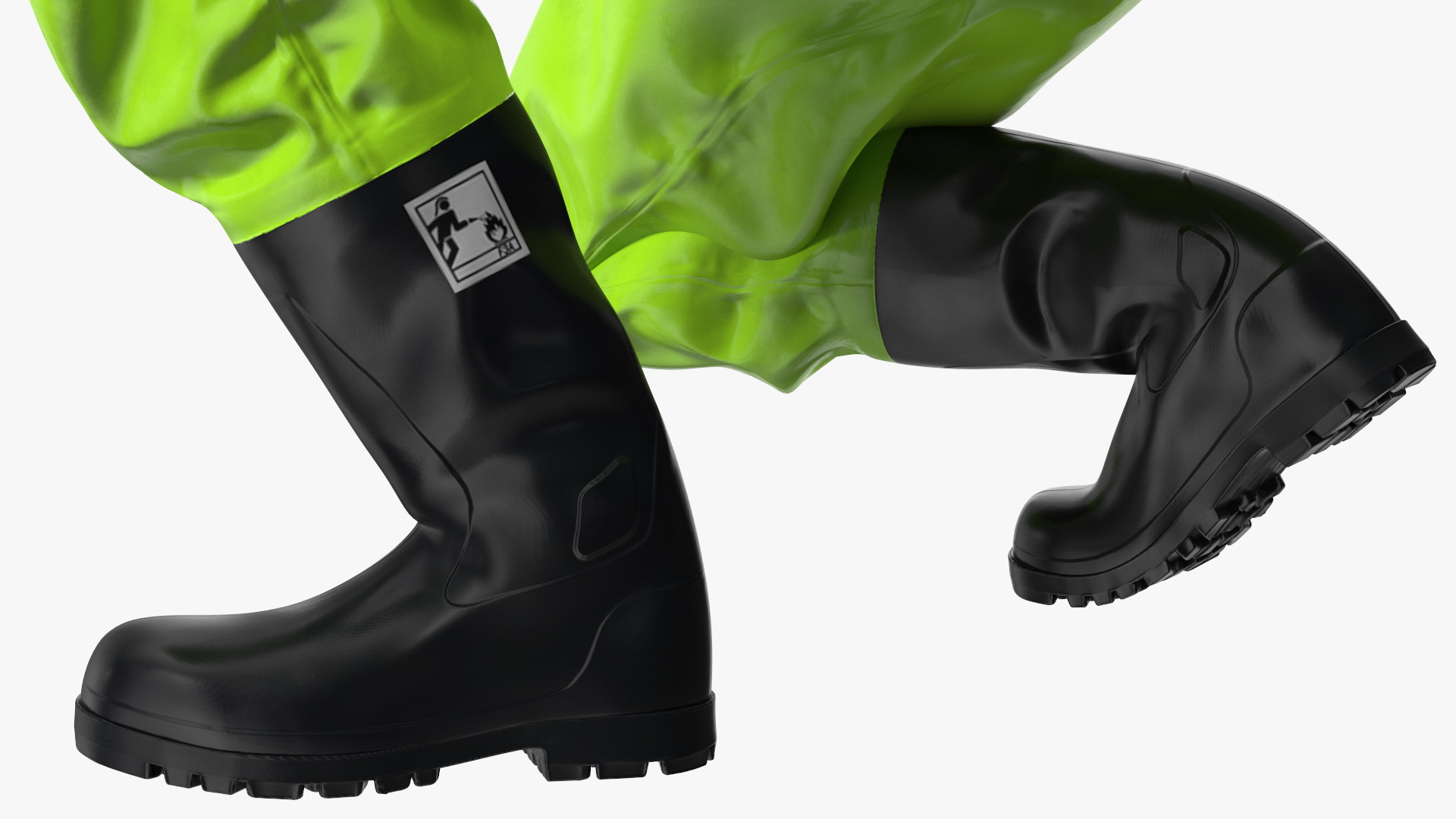 Heavy Duty Chemical Protective Suit Squat Pose Green 3D