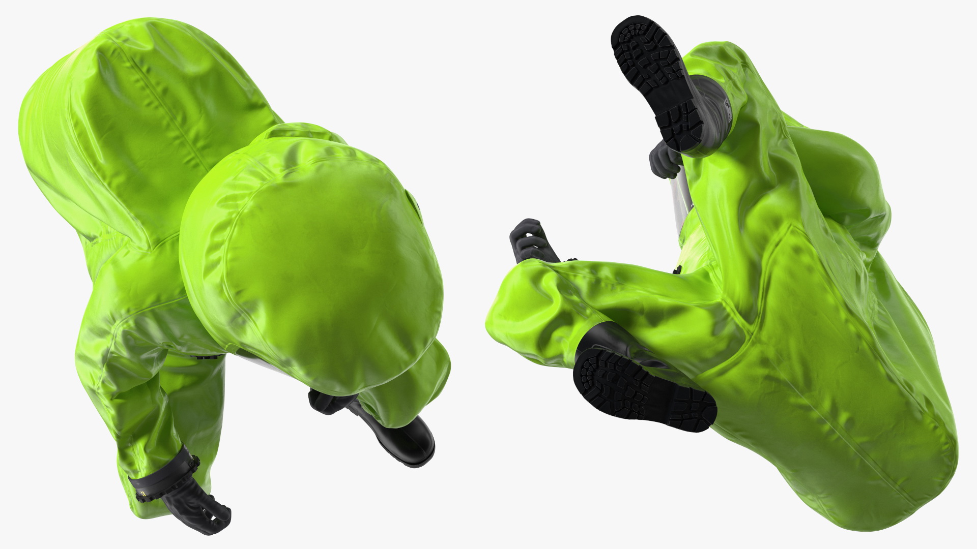 Heavy Duty Chemical Protective Suit Squat Pose Green 3D