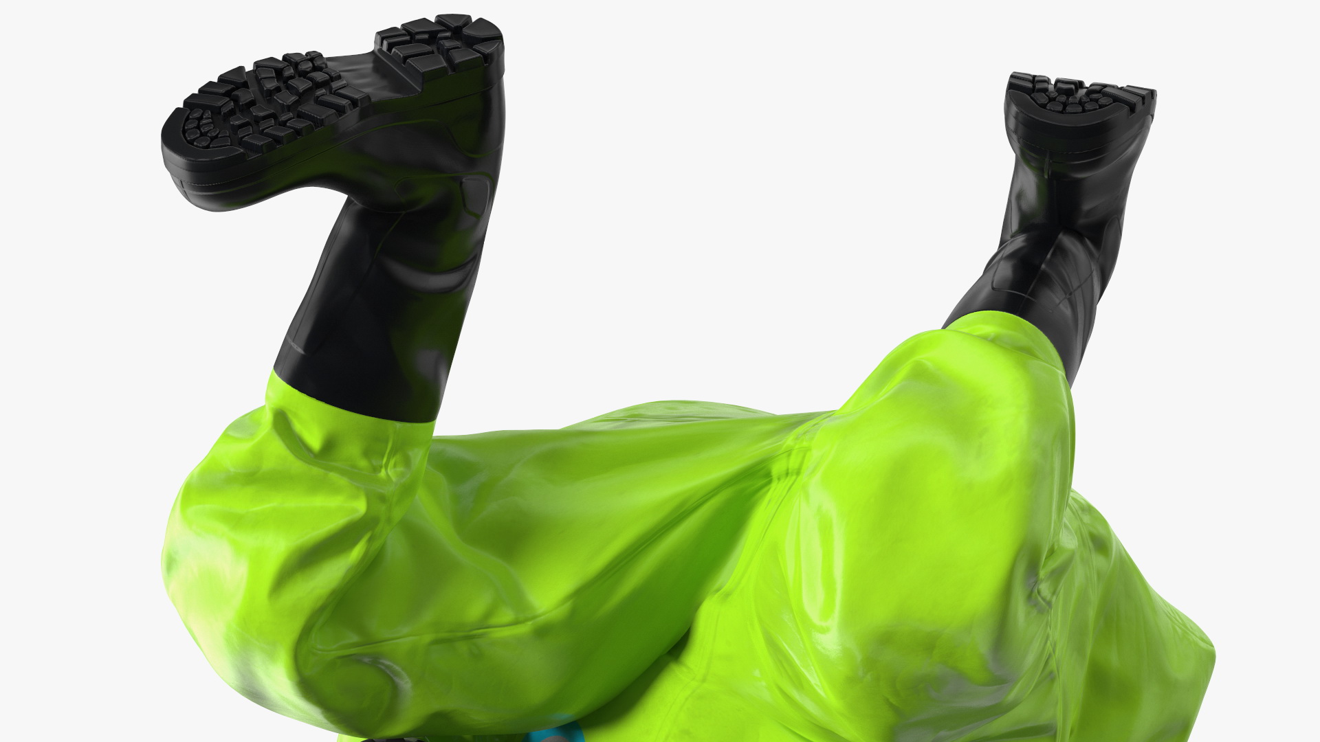Heavy Duty Chemical Protective Suit Squat Pose Green 3D