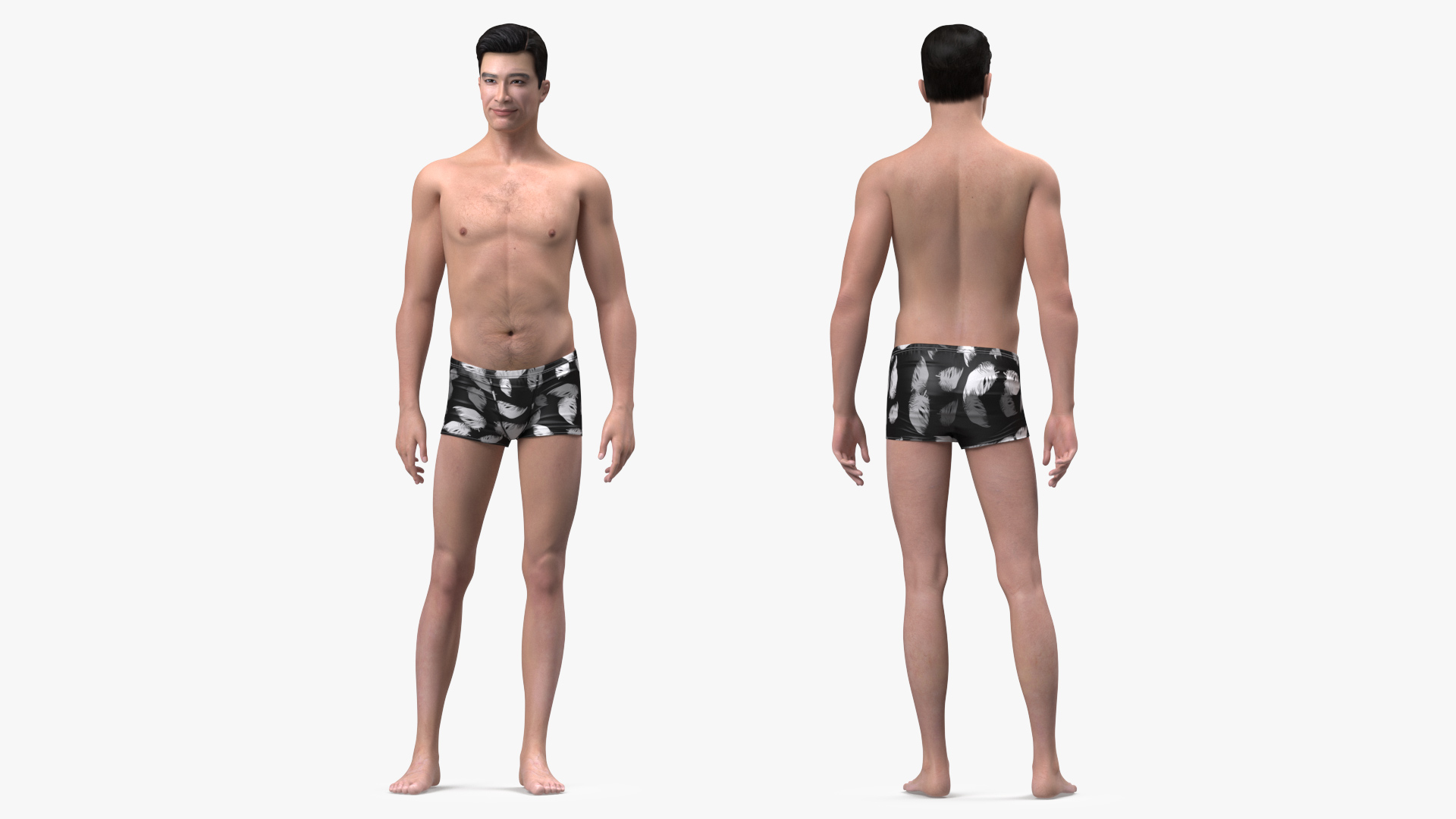 3D model Asian Man Underwear Rigged for Maya