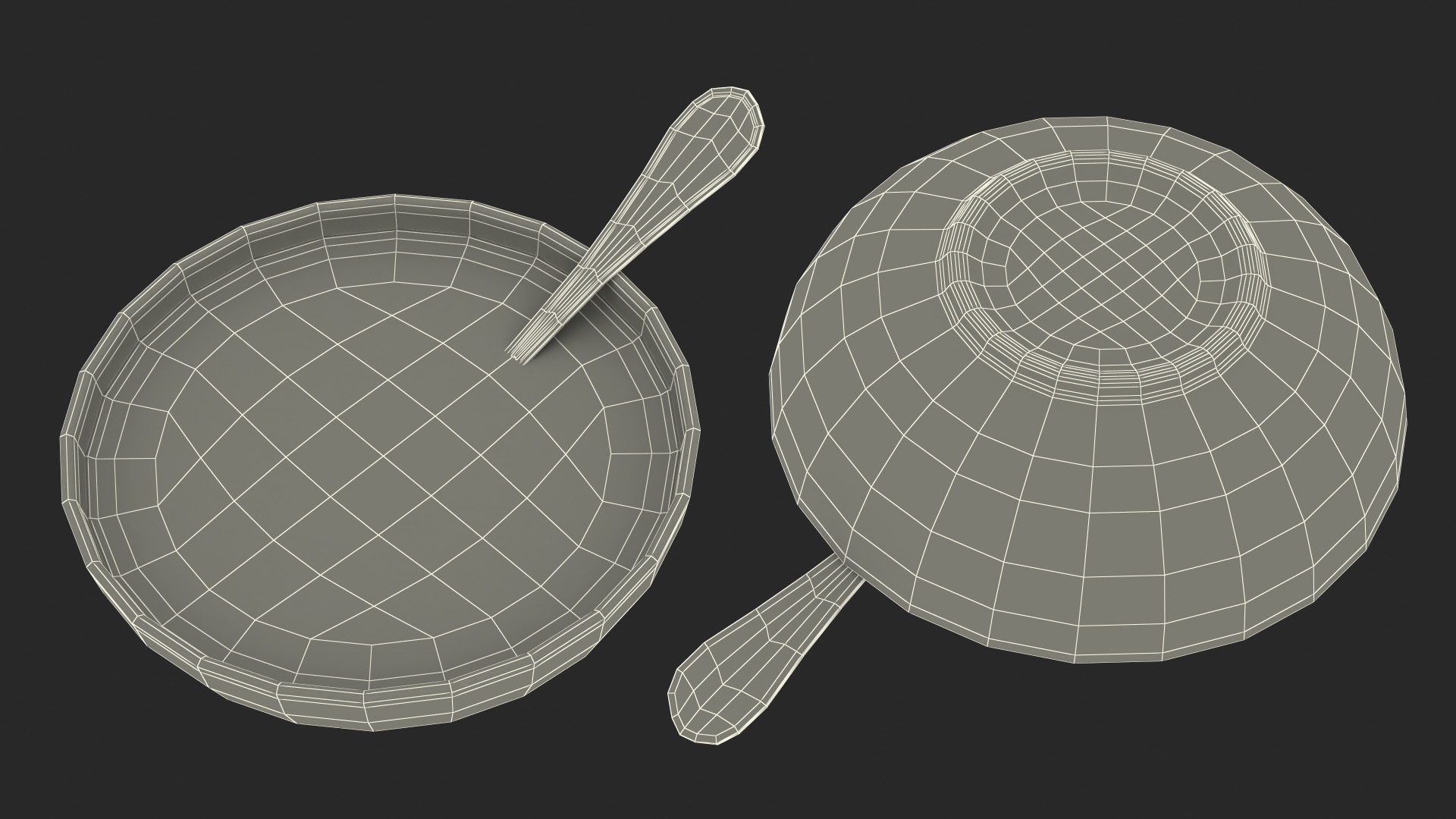 Bowl with Milk and Spoon 3D model