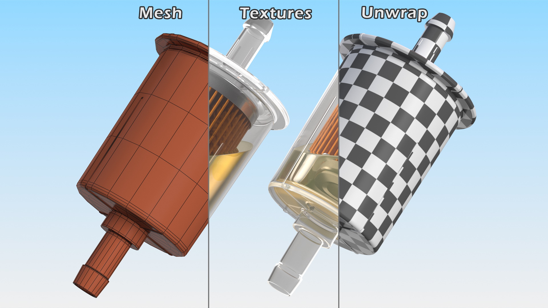 3D model Universal Inline Fuel Filter with Petrol