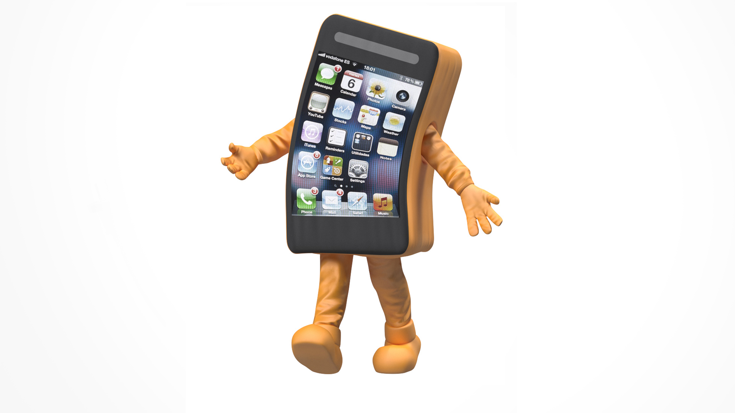 3D model Advertising Costume Mobile Phone Orange Rigged for Maya