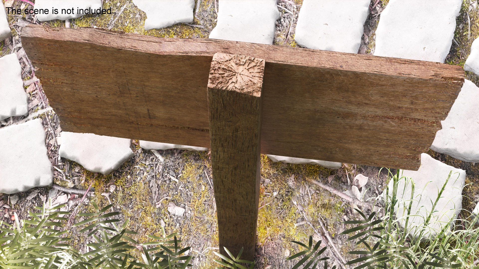 3D Aged Wooden Rural Signpost