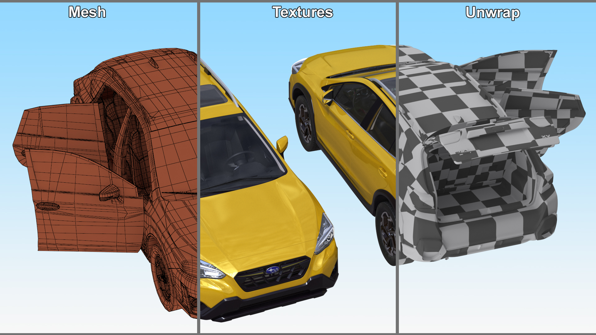 3D Subaru XV SUV 2020 Simplified Yellow
