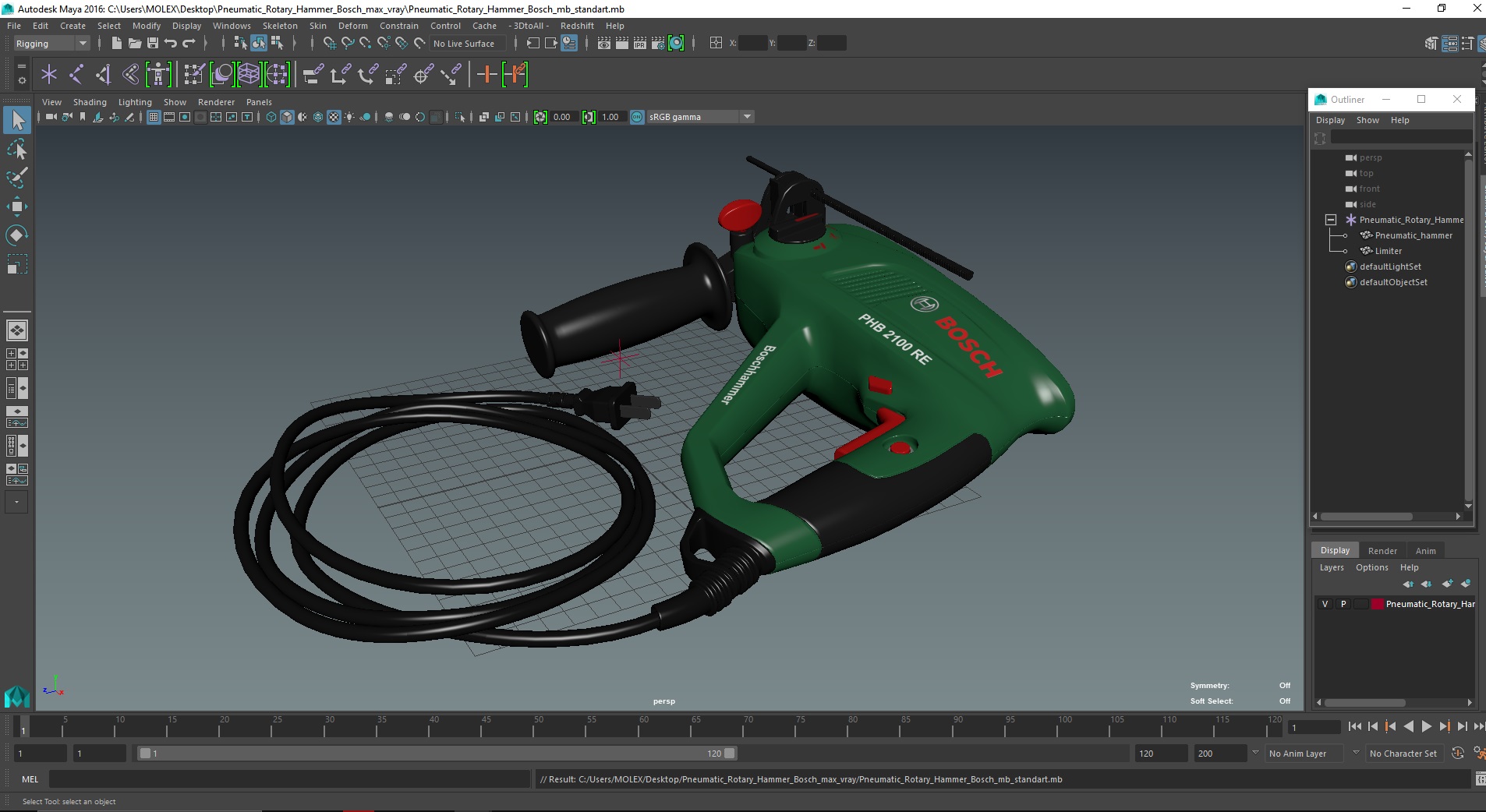 Pneumatic Rotary Hammer Bosch 3D model