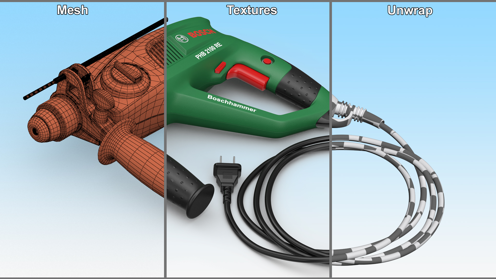 Pneumatic Rotary Hammer Bosch 3D model