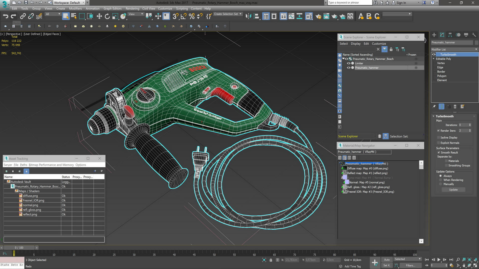 Pneumatic Rotary Hammer Bosch 3D model