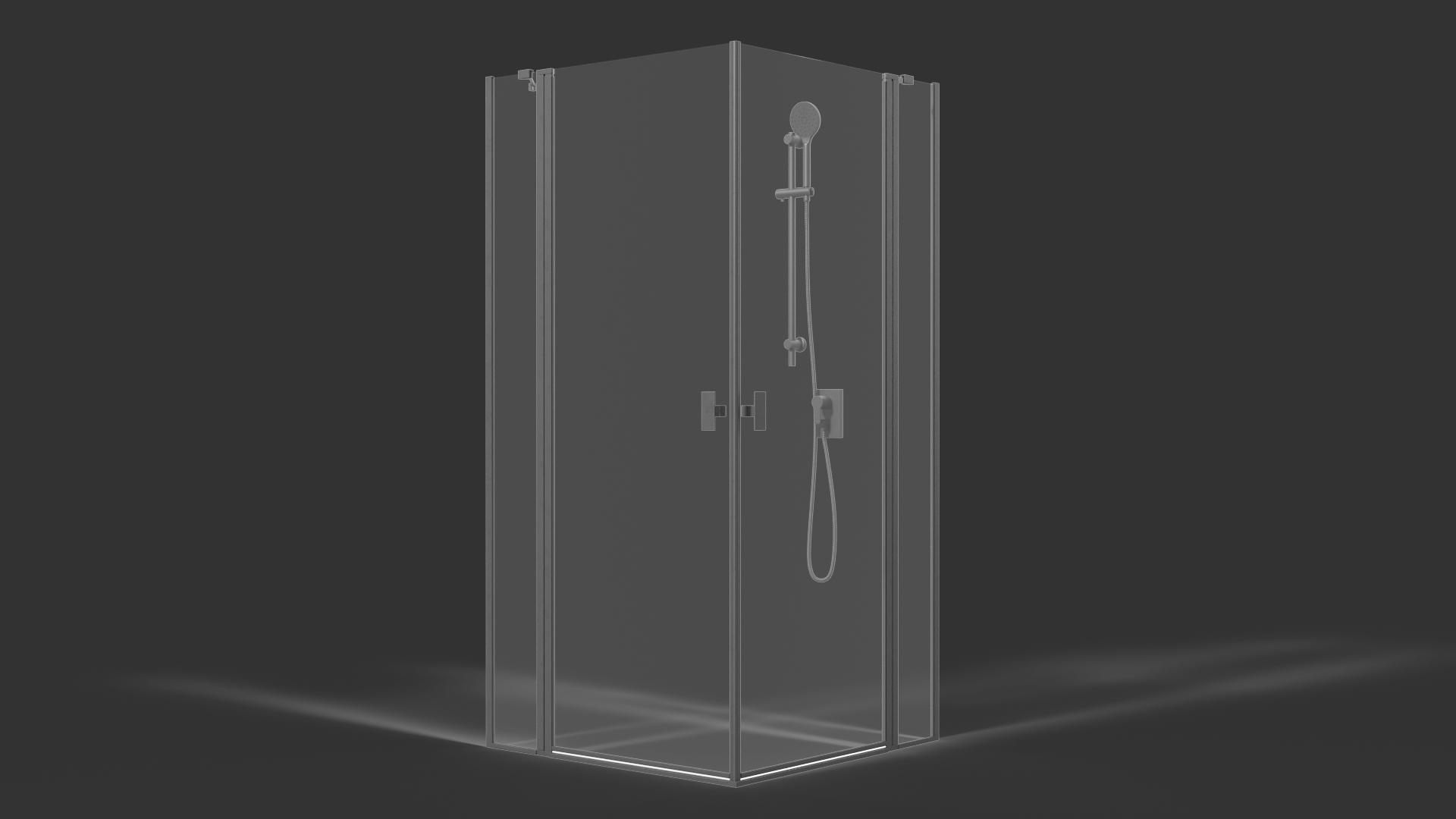 3D Glass Shower Cubicle Black