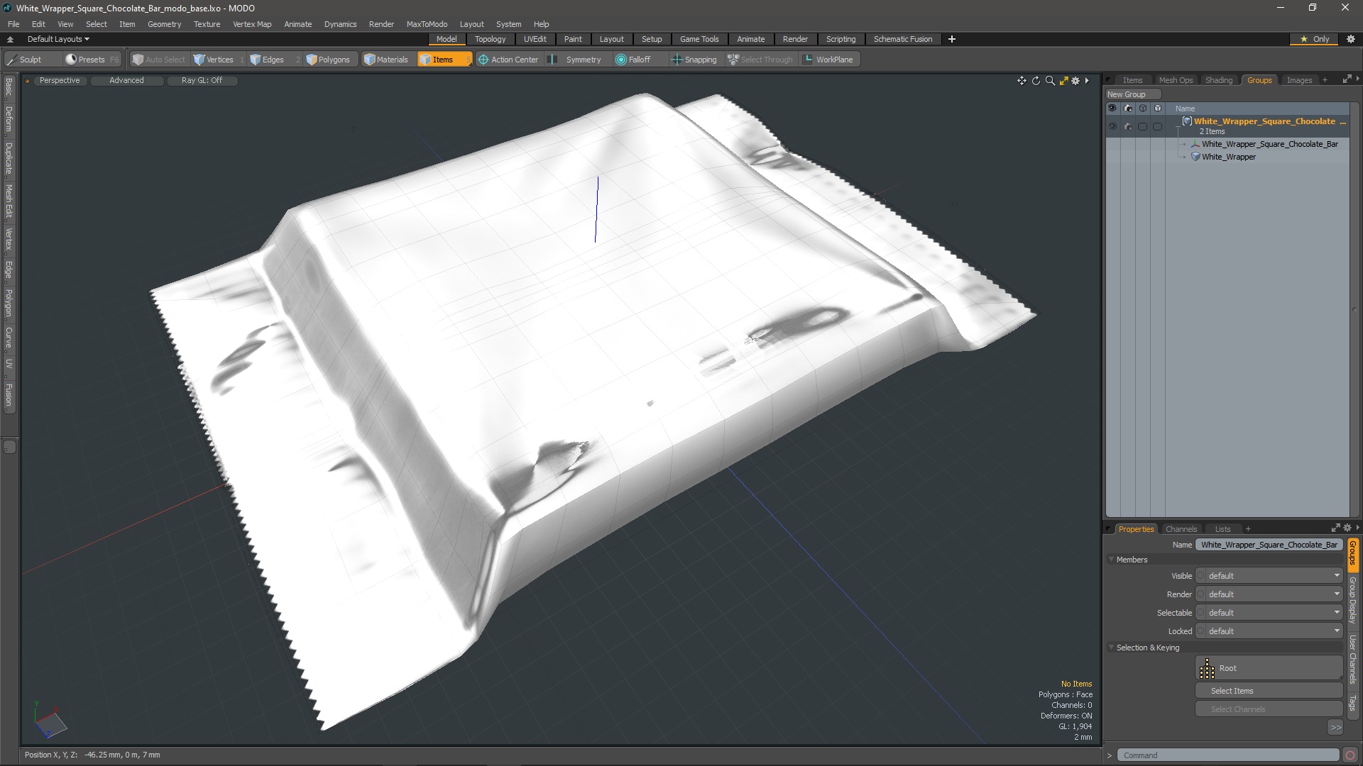 White Wrapper Square Chocolate Bar 3D model