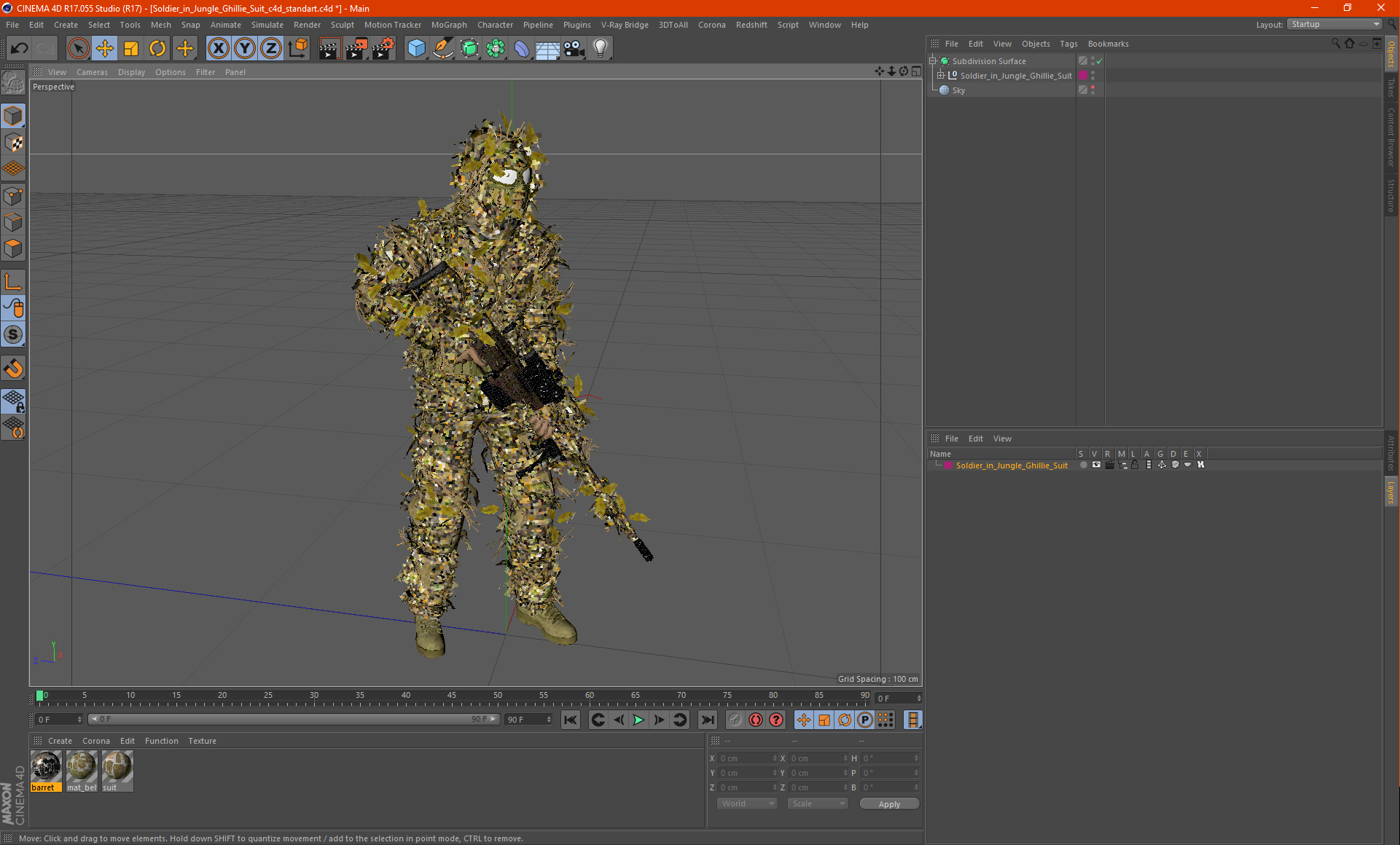 3D model Soldier in Jungle Ghillie Suit