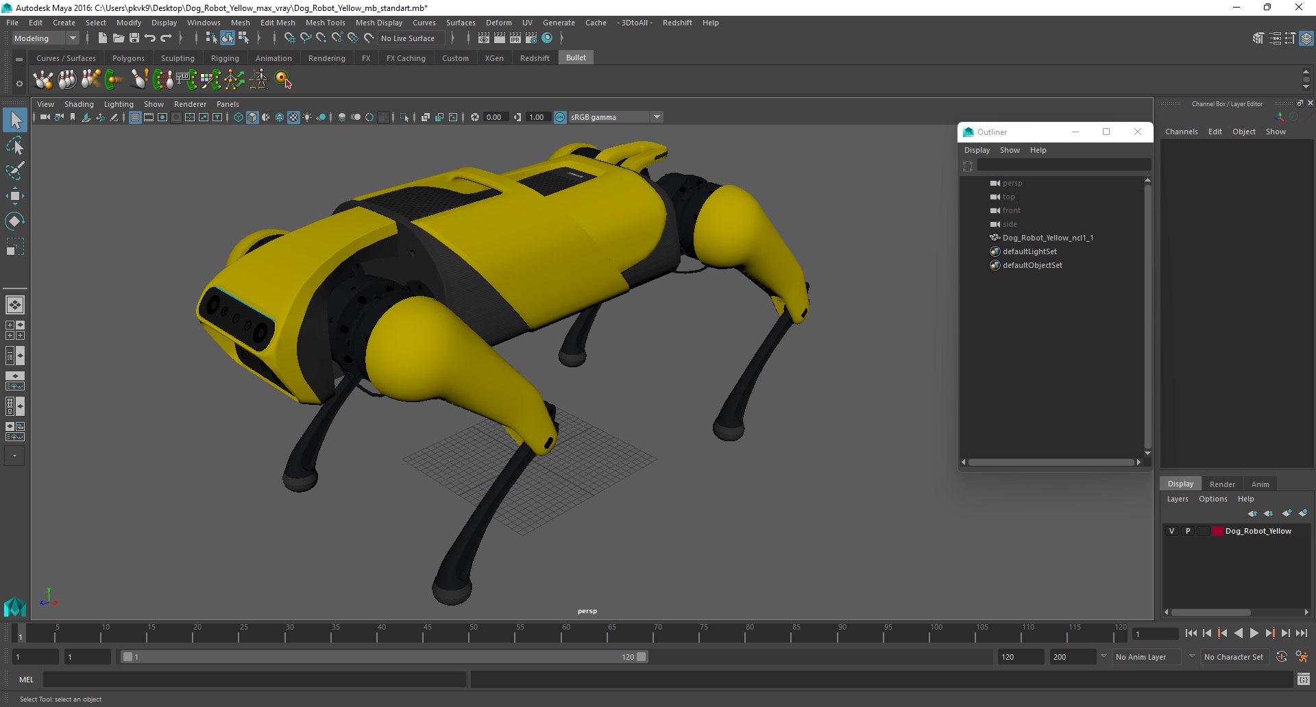 3D Dog Robot Yellow