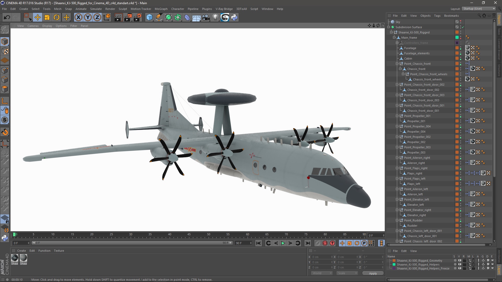 3D model Shaanxi KJ-500 Rigged for Cinema 4D
