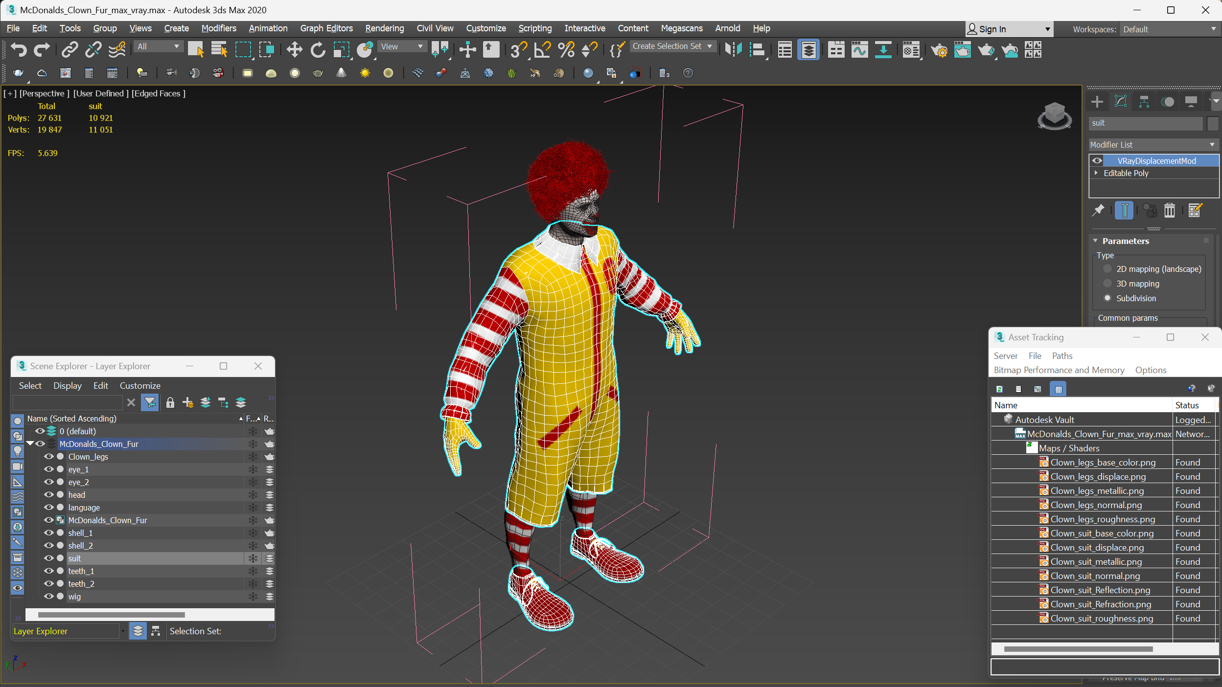 McDonalds Clown Fur 3D model