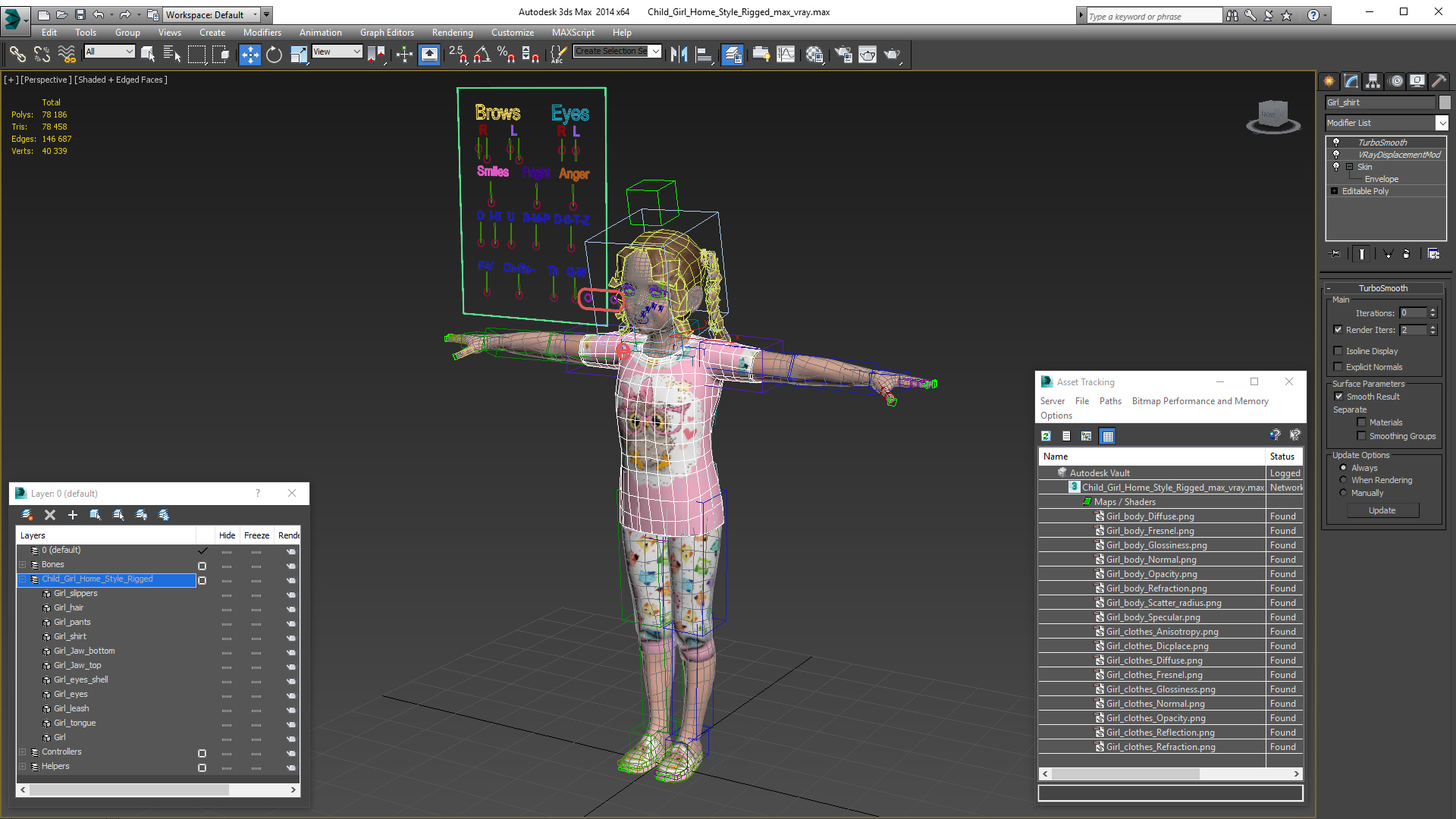 3D Child Girl Home Style Rigged model