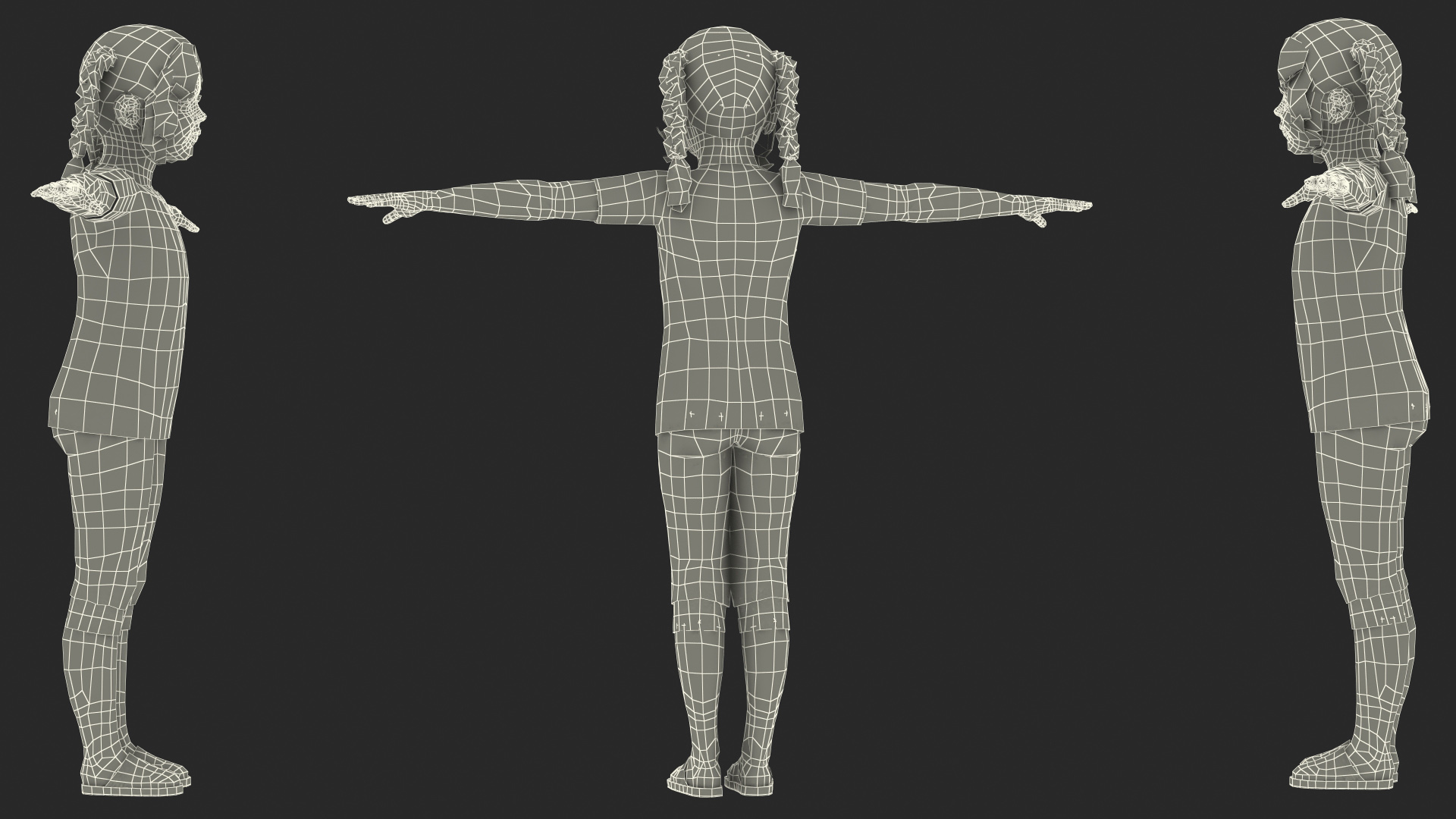 3D Child Girl Home Style Rigged model