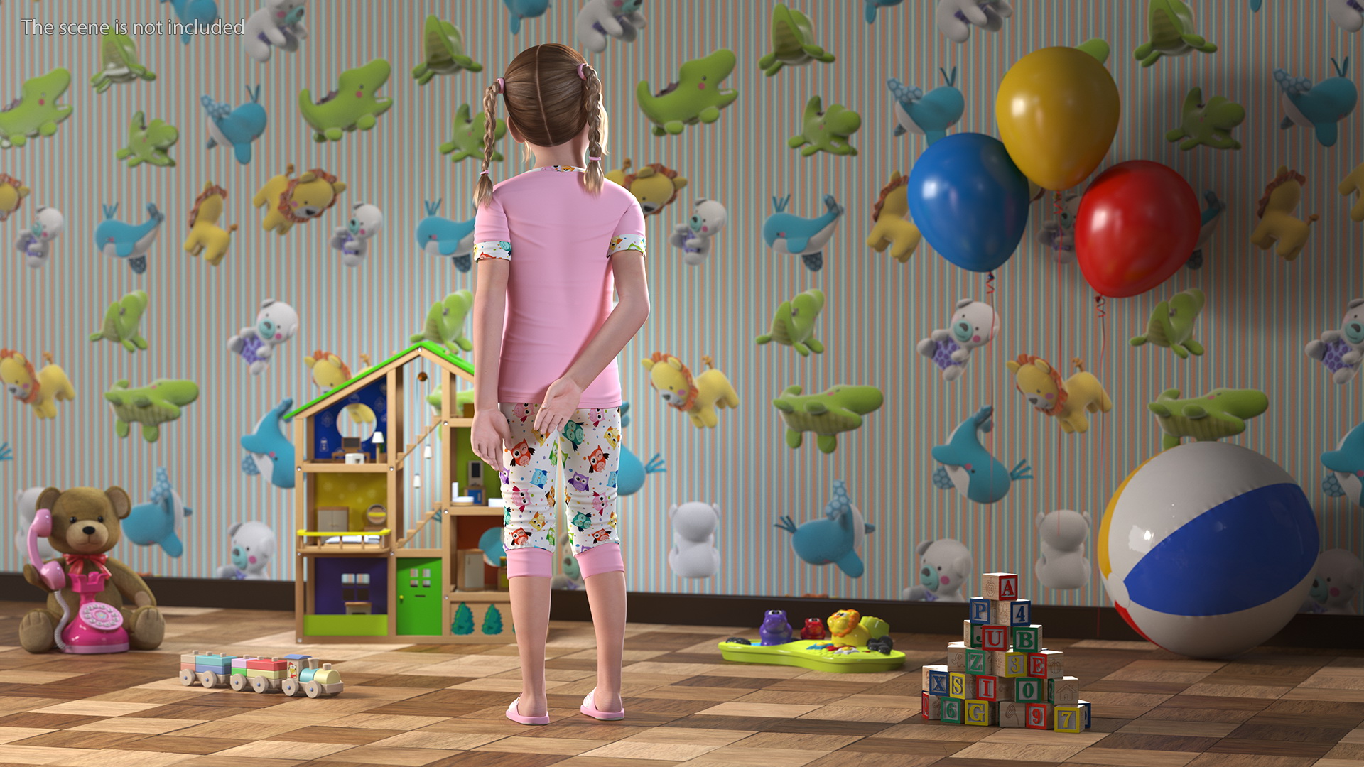 3D Child Girl Home Style Rigged model