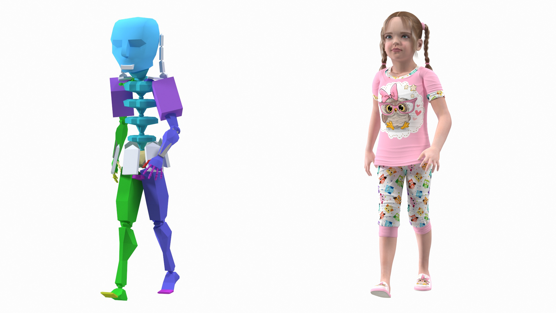 3D Child Girl Home Style Rigged model