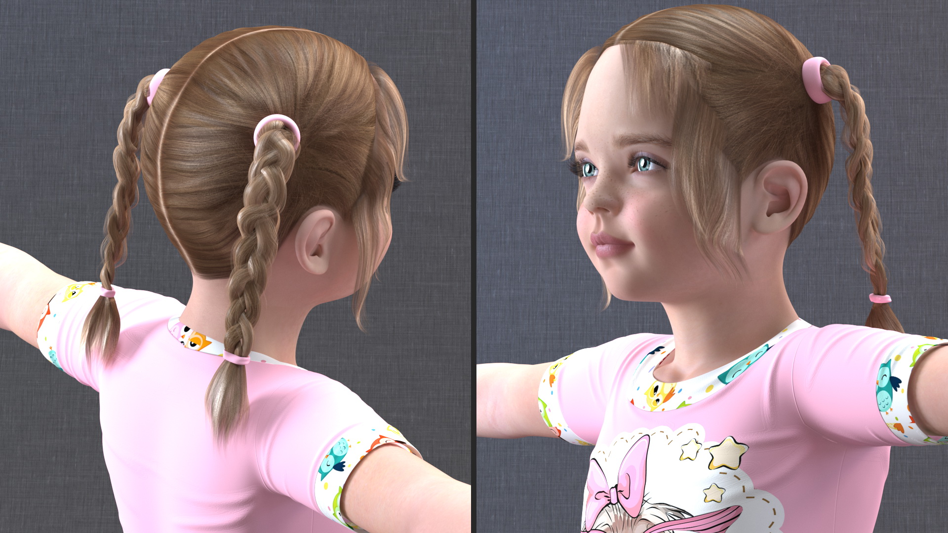 3D Child Girl Home Style Rigged model