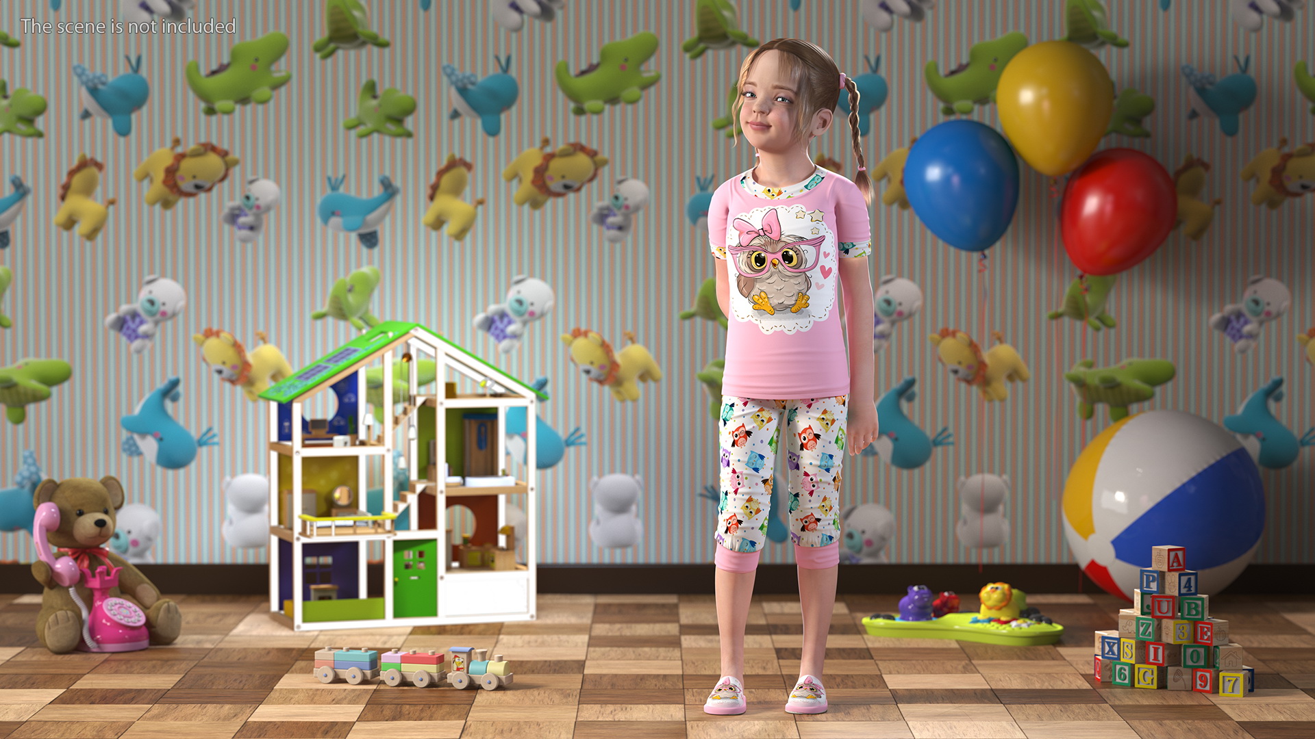 3D Child Girl Home Style Rigged model