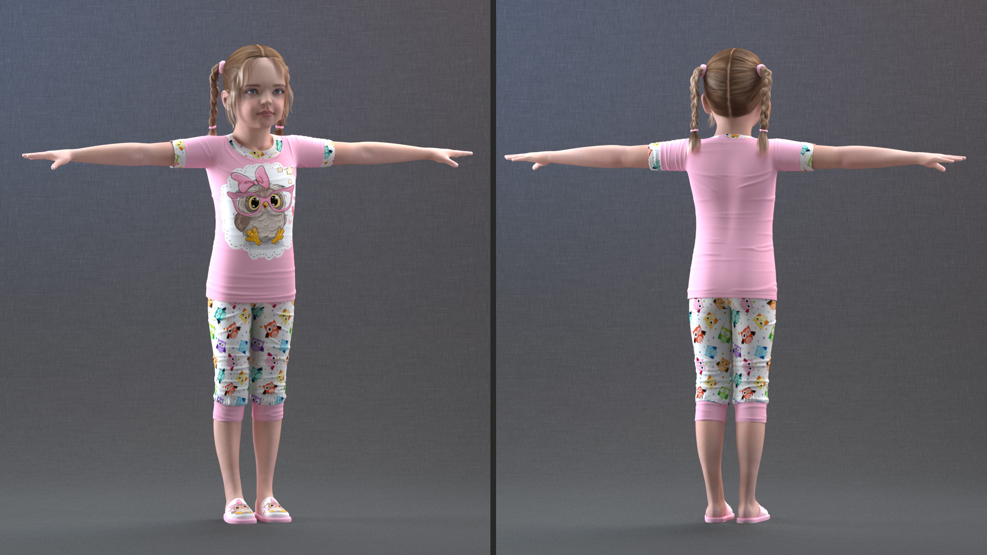 3D Child Girl Home Style Rigged model