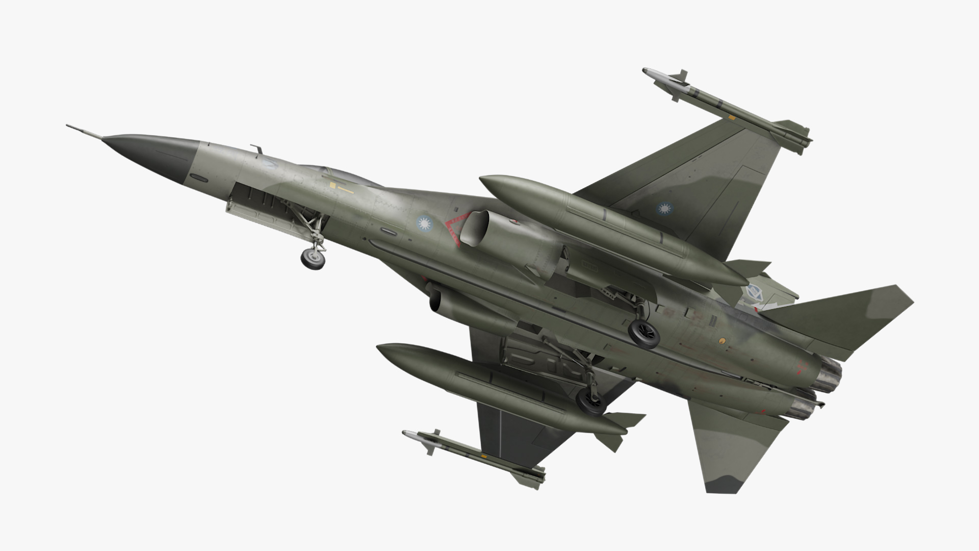 3D model AIDC F-CK-1 Ching-Kuo Fighter Jet Green Rigged for Maya