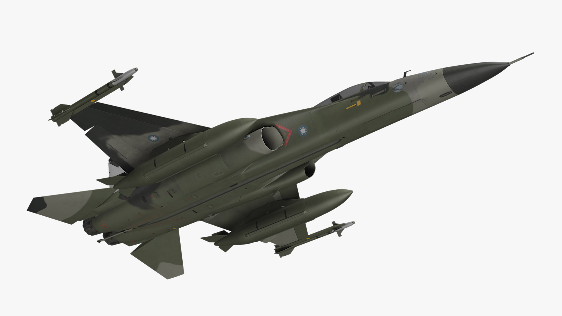 3D model AIDC F-CK-1 Ching-Kuo Fighter Jet Green Rigged for Maya