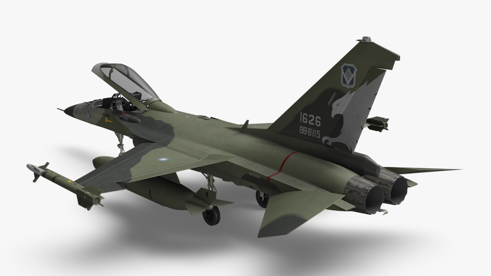 3D model AIDC F-CK-1 Ching-Kuo Fighter Jet Green Rigged for Maya