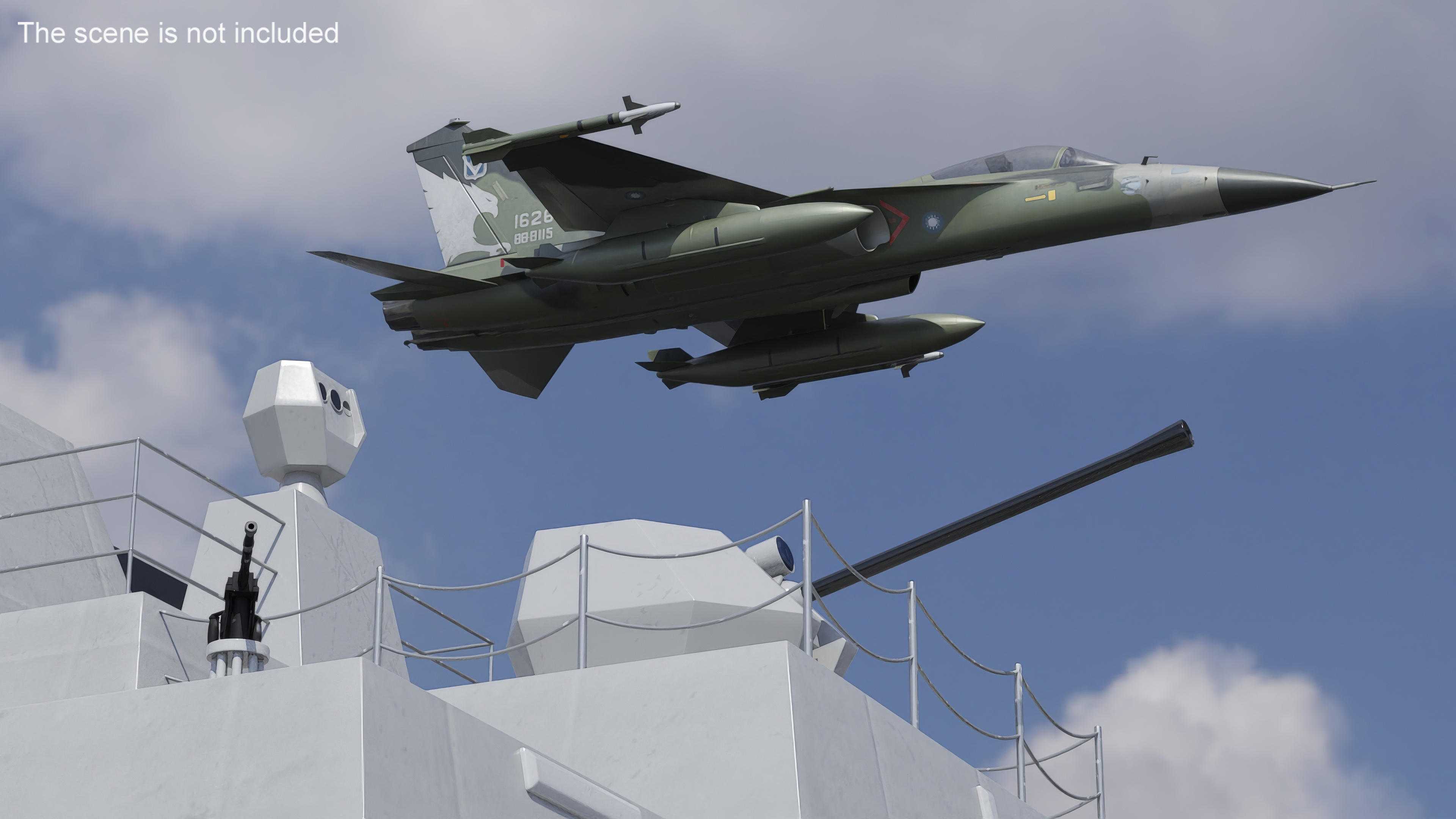 3D model AIDC F-CK-1 Ching-Kuo Fighter Jet Green Rigged for Maya