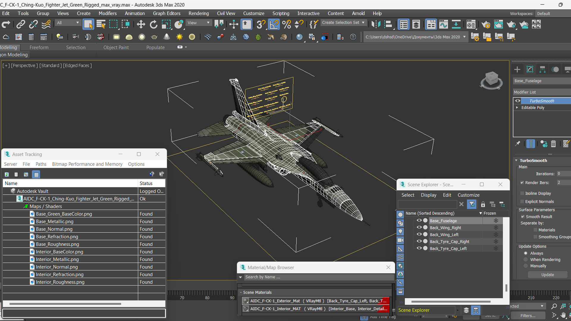 3D model AIDC F-CK-1 Ching-Kuo Fighter Jet Green Rigged for Maya
