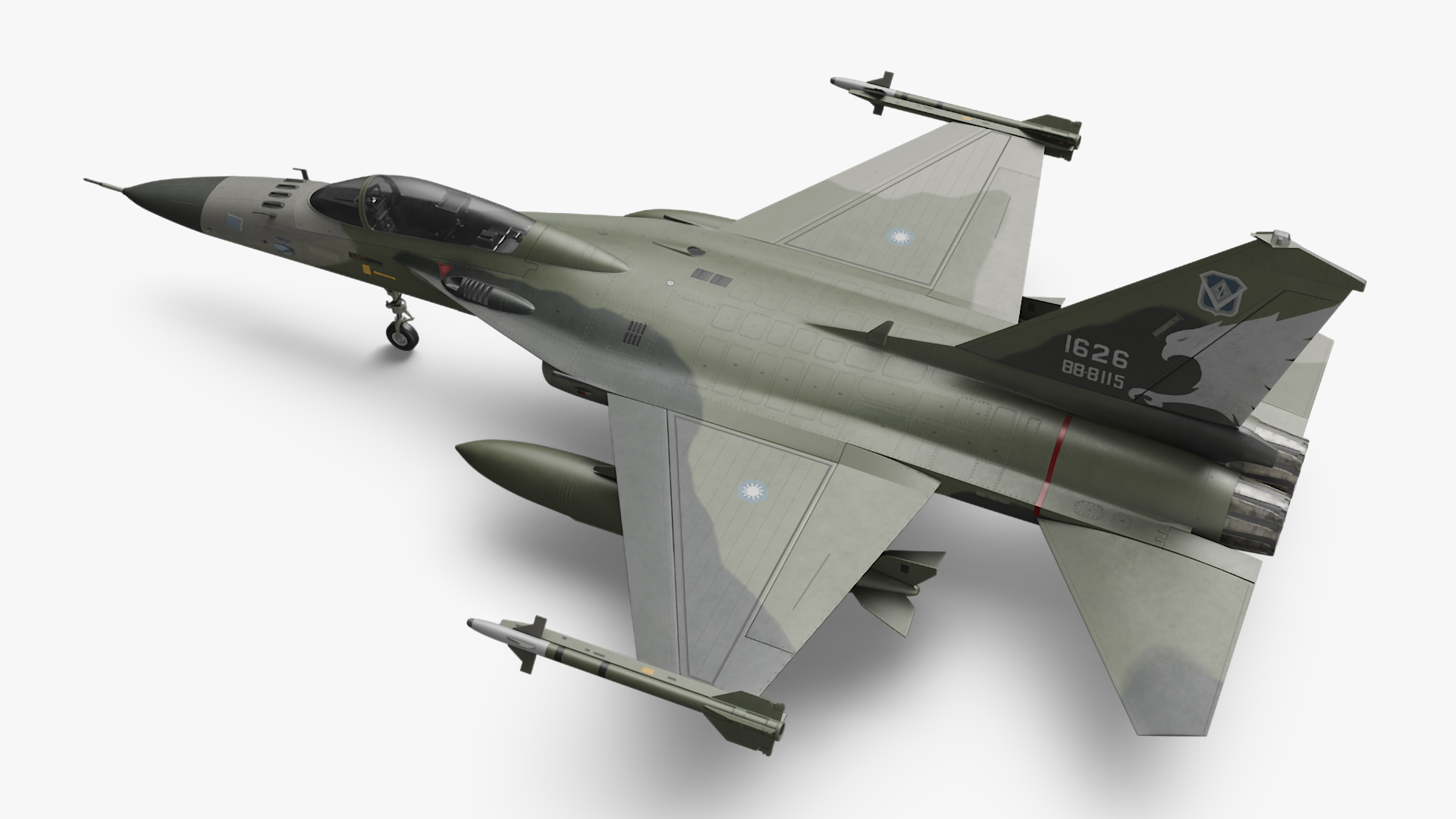 3D model AIDC F-CK-1 Ching-Kuo Fighter Jet Green Rigged for Maya