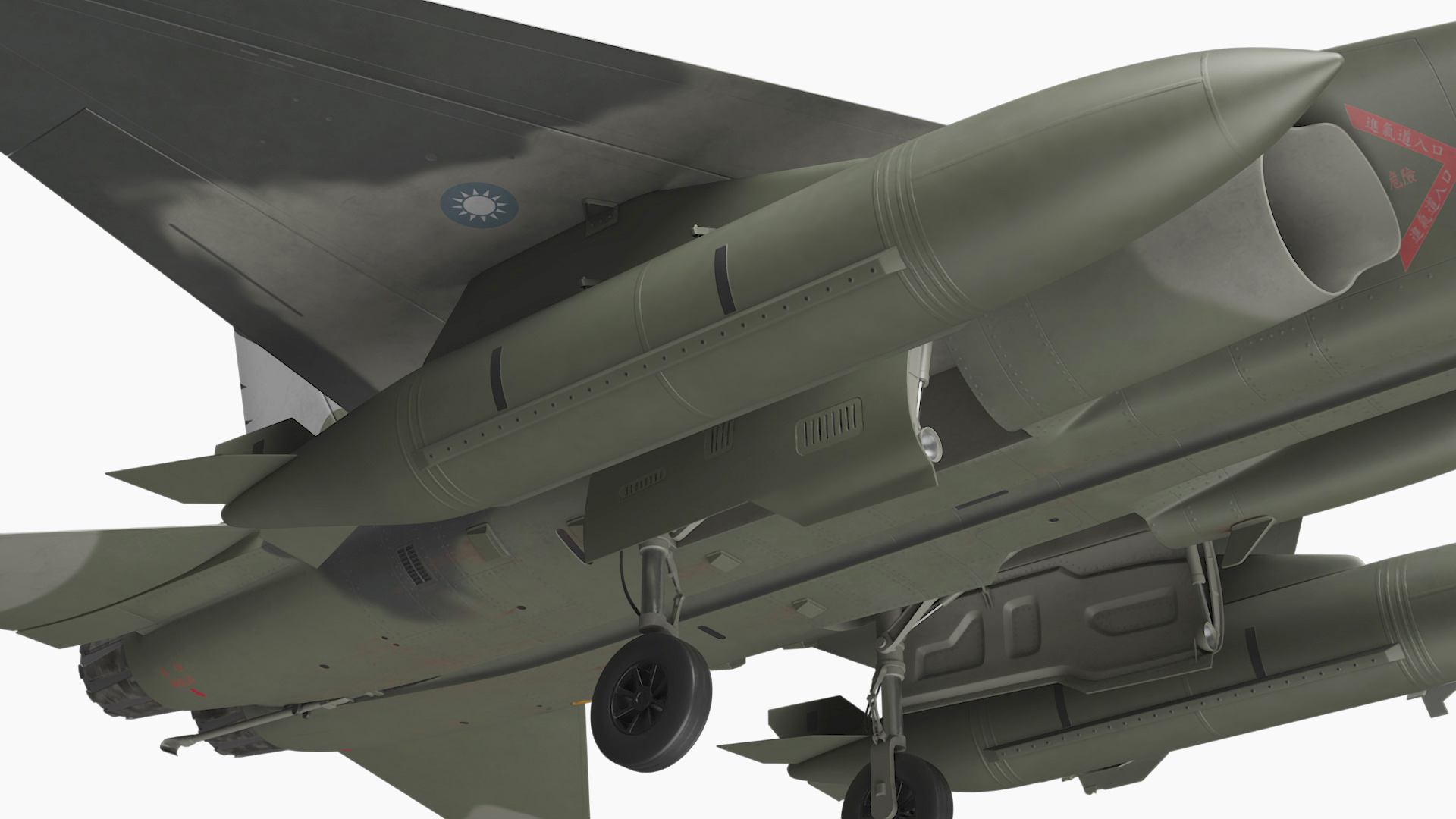3D model AIDC F-CK-1 Ching-Kuo Fighter Jet Green Rigged for Maya